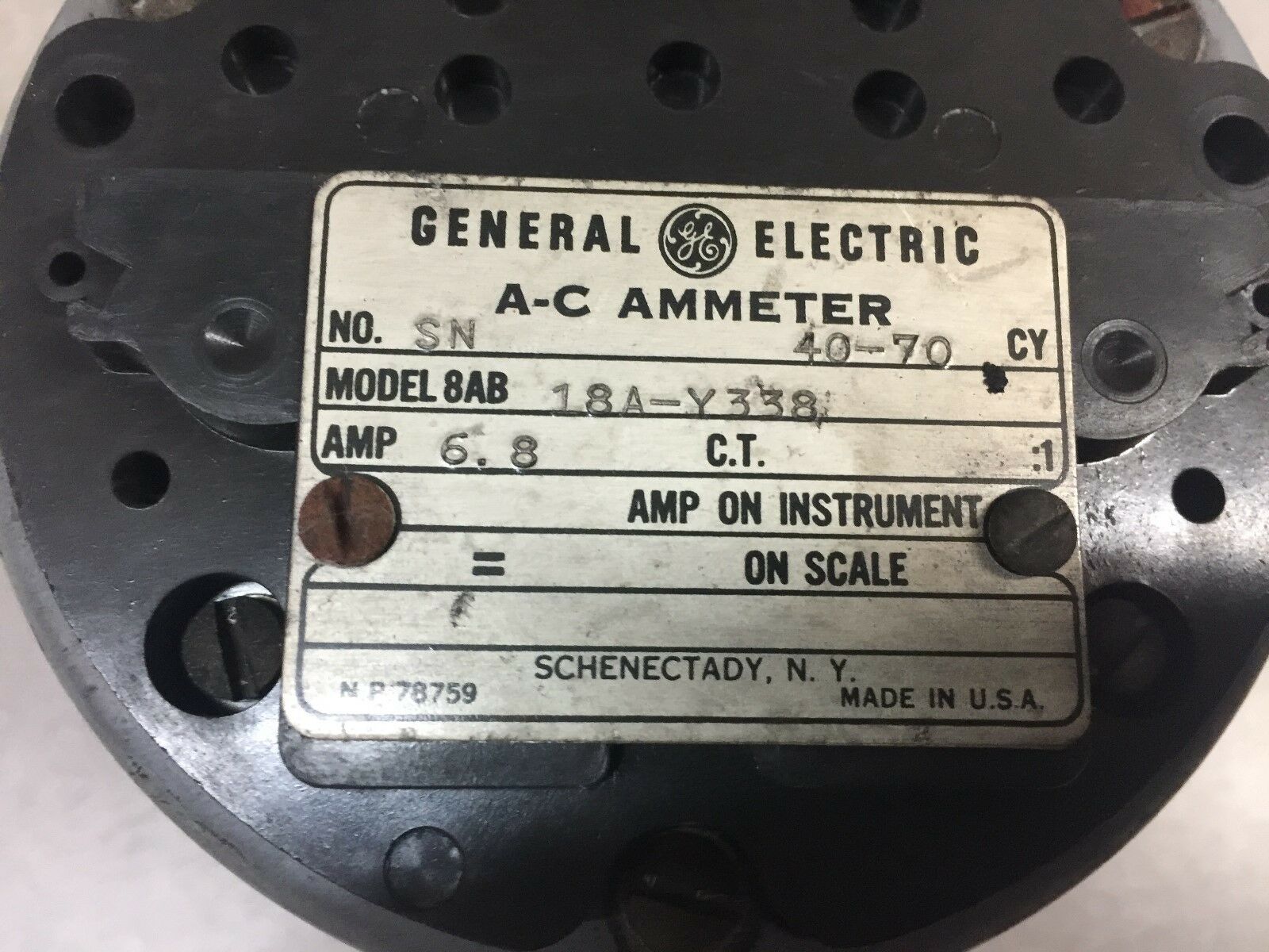 USED GE AC AMMETER 8AB18A-Y338