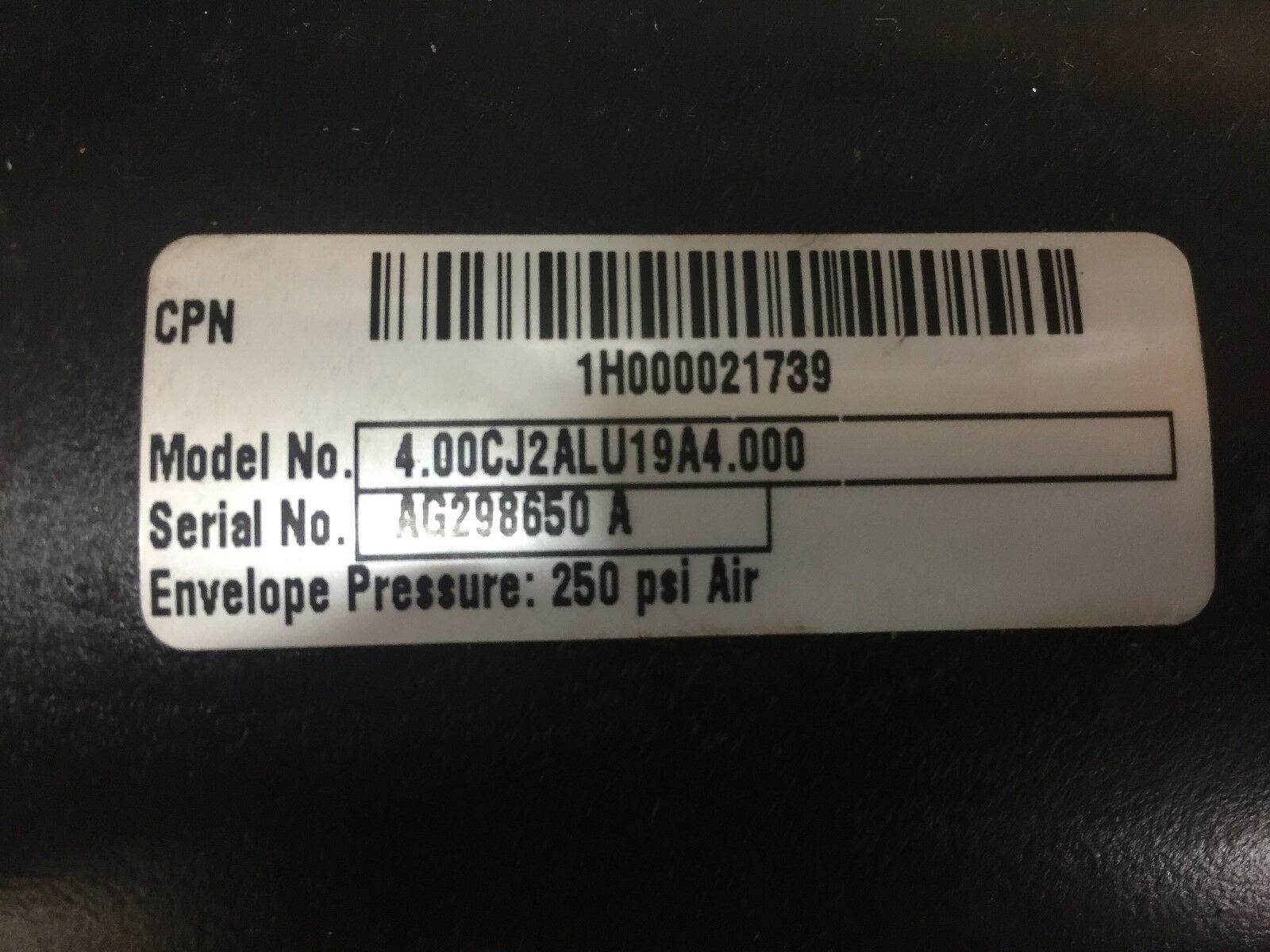 NEW NO BOX PARKER PNUMATIC CYLINDER 4.00CJ2ALU19A4.000