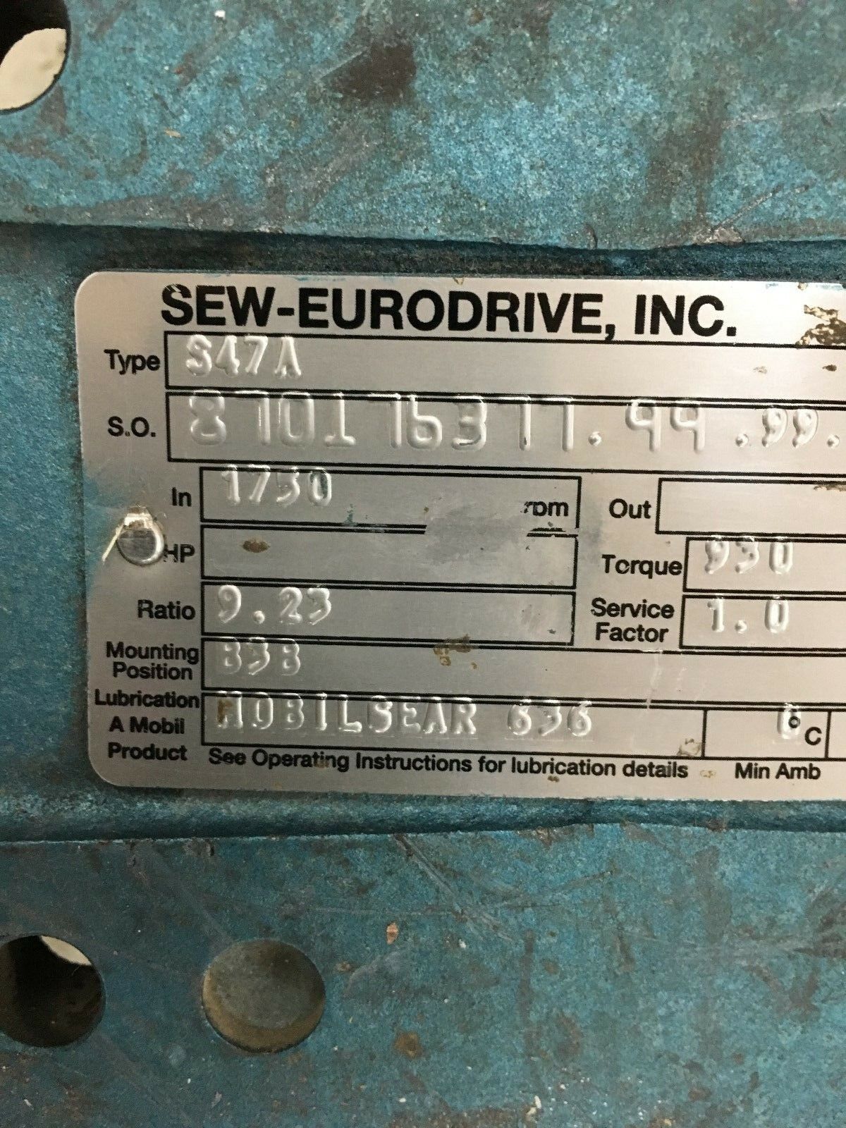 NEW SEW-EURODRIVE GEAR-REDUCER 9.23:1 RATIO S47A