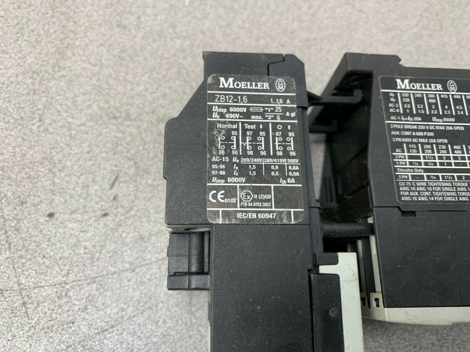 USED MOELLER CONTACTOR DILM7-10 WITH OVERLOAD ZB12-1,6