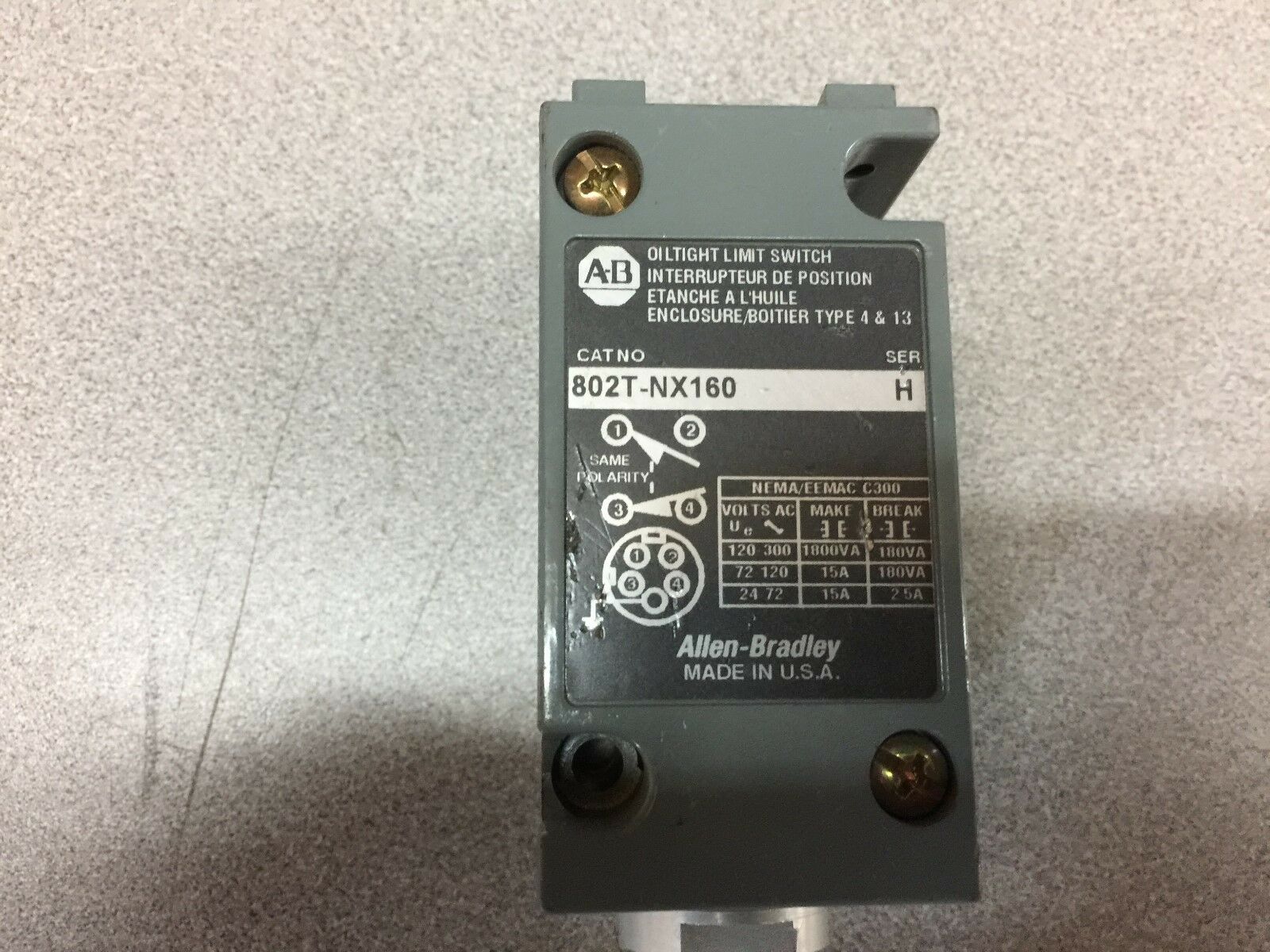 USED ALLEN BRADLEY LIMIT SWITCH 802T-NX160