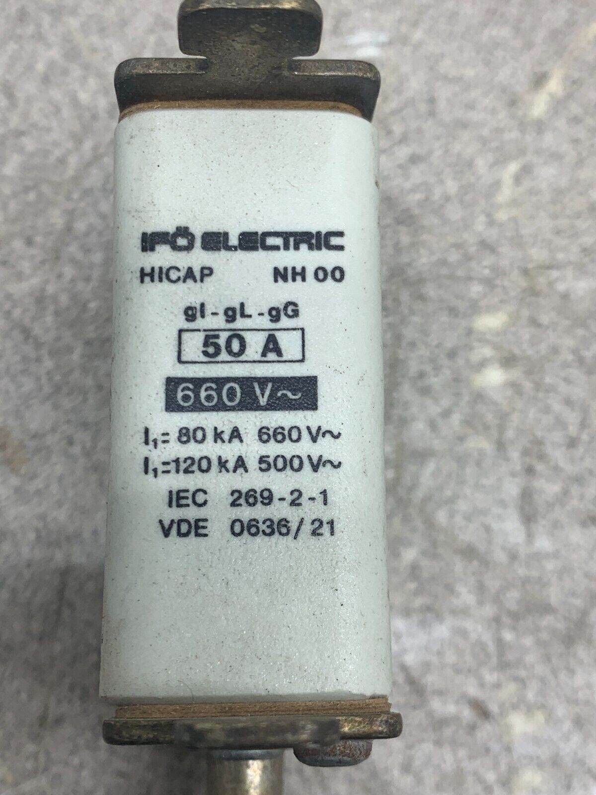 USED IFO ELECTRIC 660V. HICAP FUSE NH 00 GI-GL-GG 50AMP