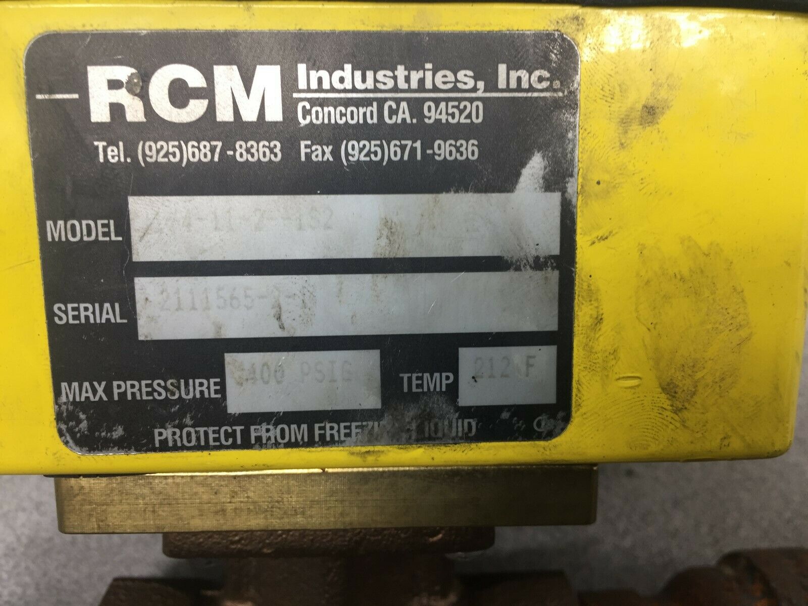 USED RCM INDUSTRIES 400 PSI MAX PRESSURE SWITCH 1/4-11-2--1S2