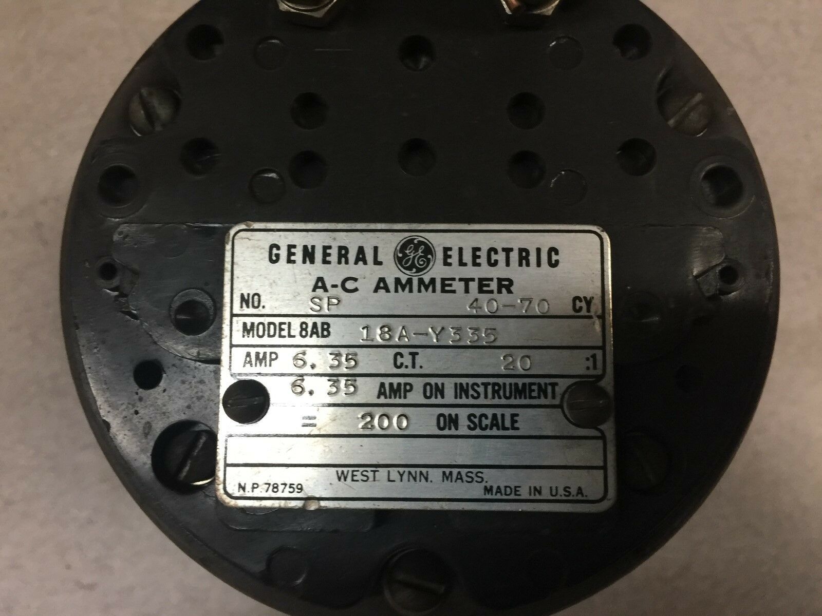 USED GE AC AMMETER 8AB18A-Y335