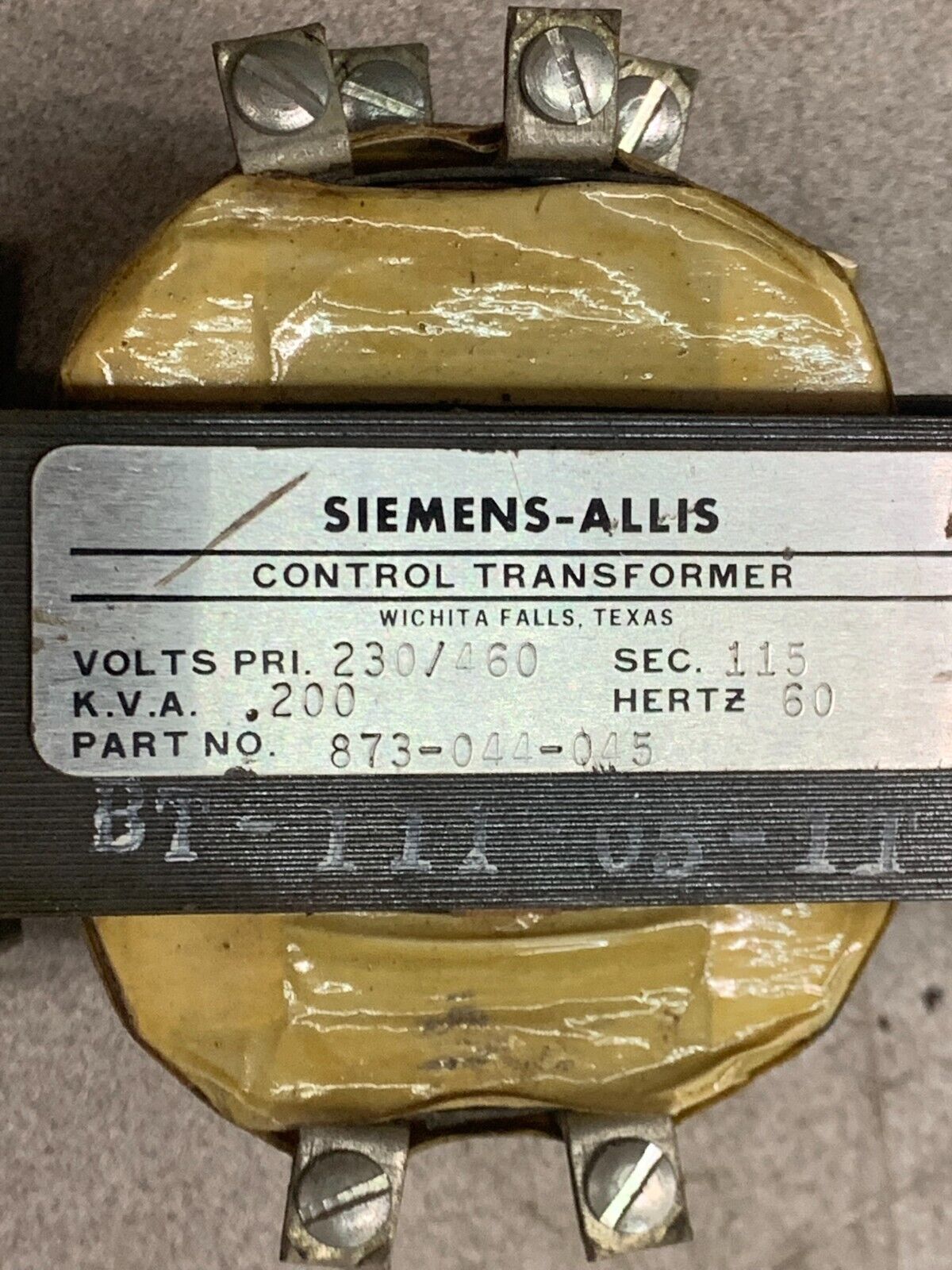 NEW NO BOX SIEMENS-ALLIS 873044045 CONTROL TRANSFORMER 873-044-045