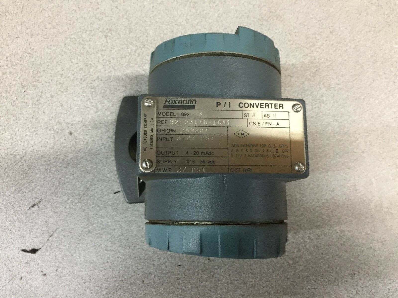 NEW NO BOX FOXBORO P/I CONVERTER 892-3