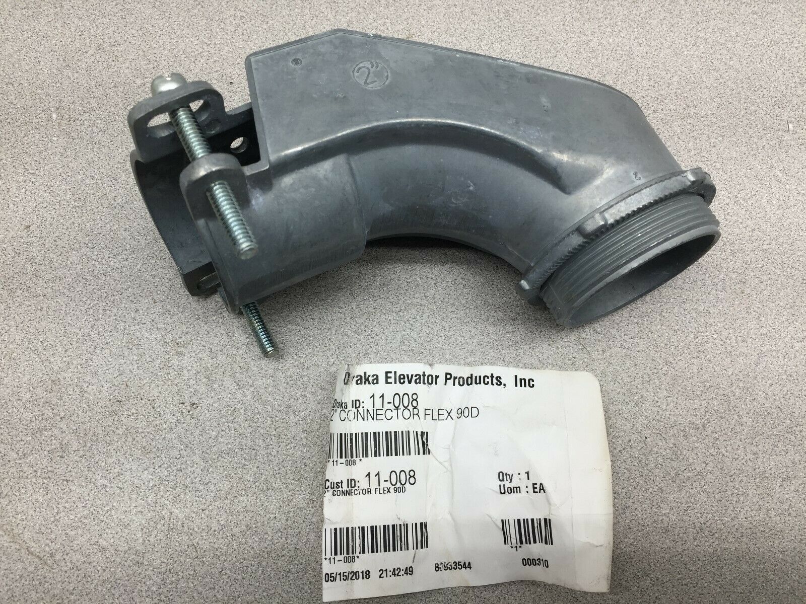 NEW IN BAG DRAKA 2" CONNECTOR FLEX 90D 11-008