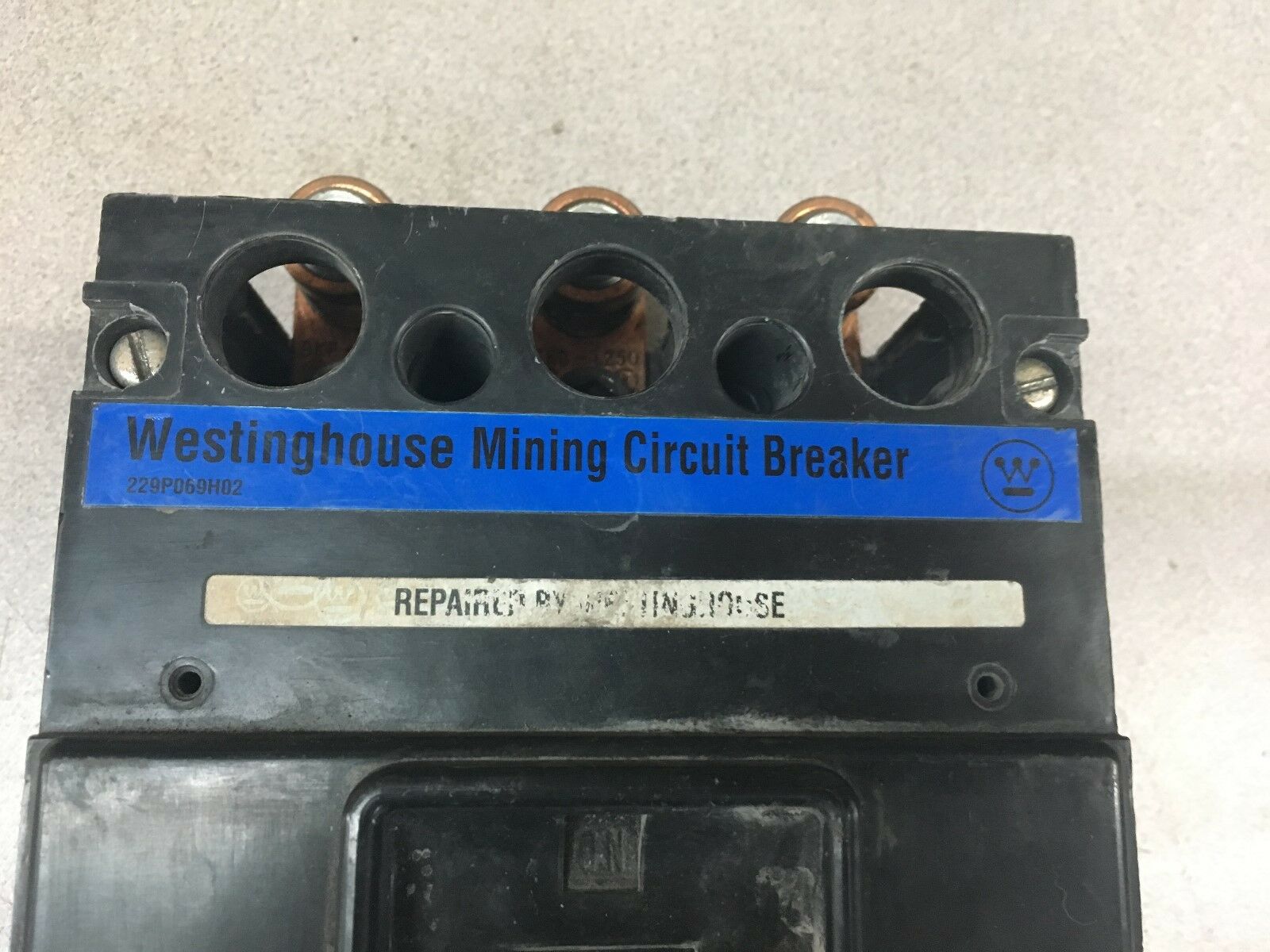 USED WESTINGHOUSE 225AMP MINING CIRCUIT BREAKER 229P069H02 WITH 2611D75G02