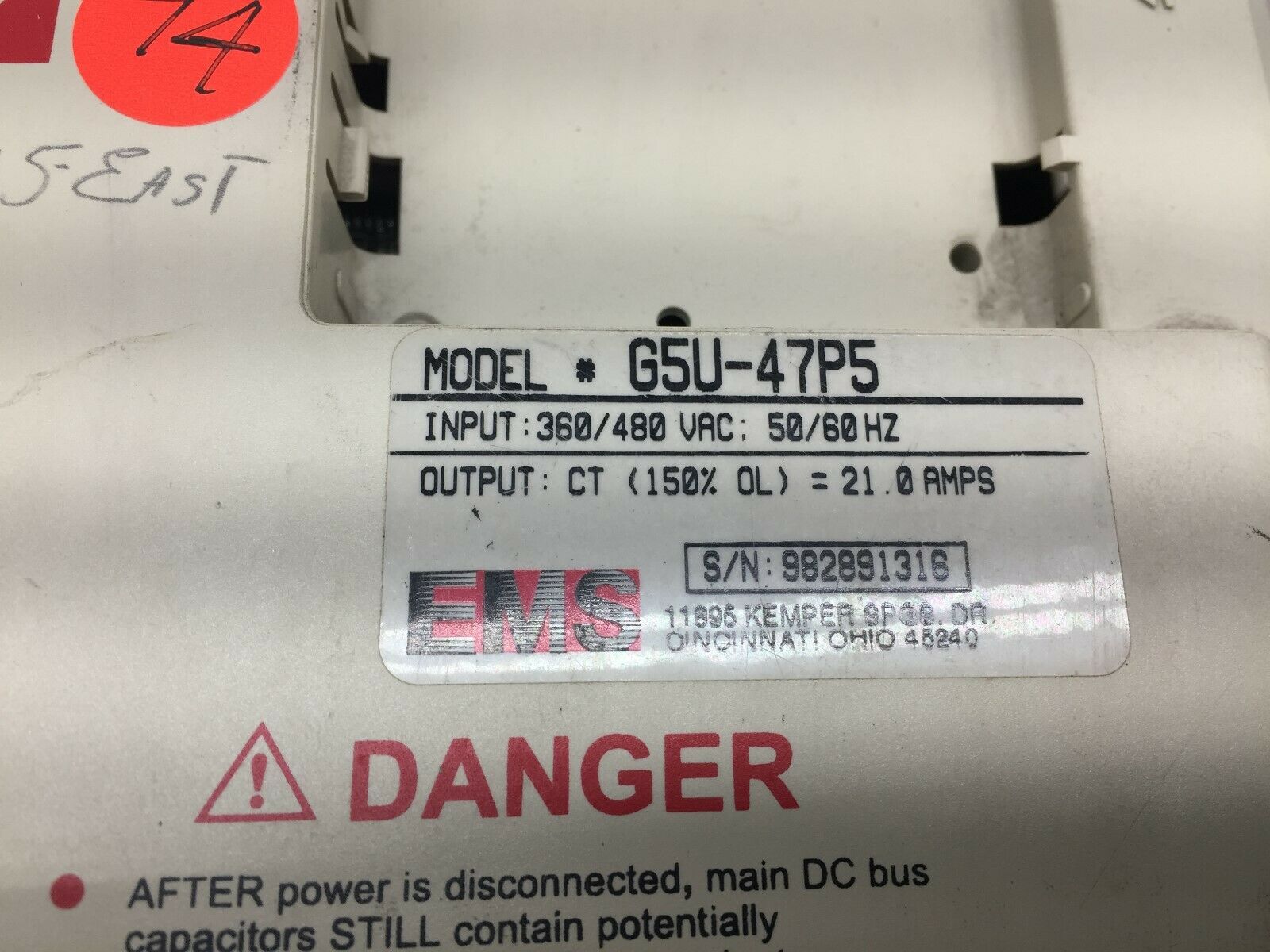 USED EMS 380-460VAC 26AMPS 3PH 0-400HZ CIMR-G5U47P5