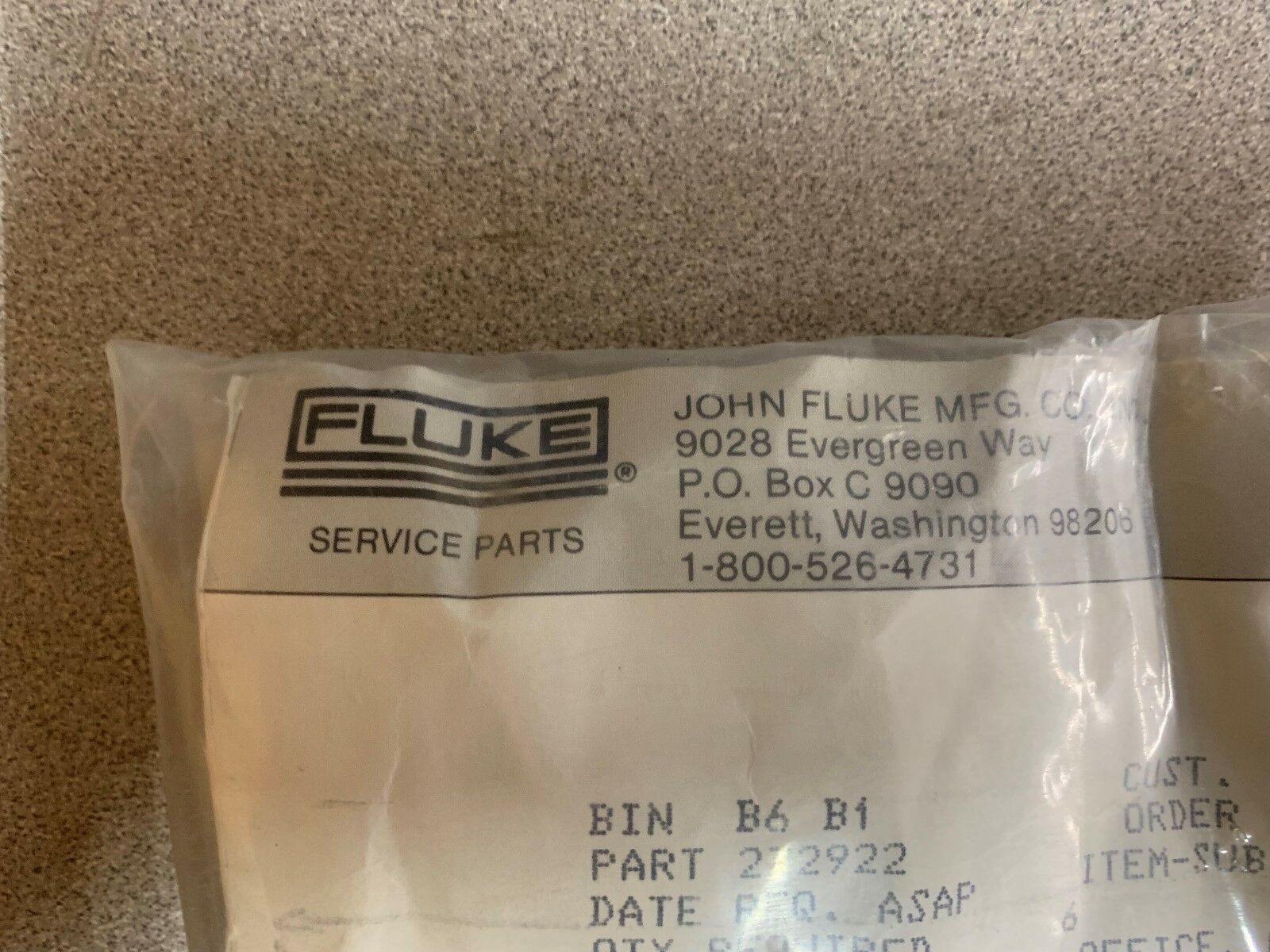 LOT OF 6  NEW IN BAG FLUKE TUBE DISPLAY 272922