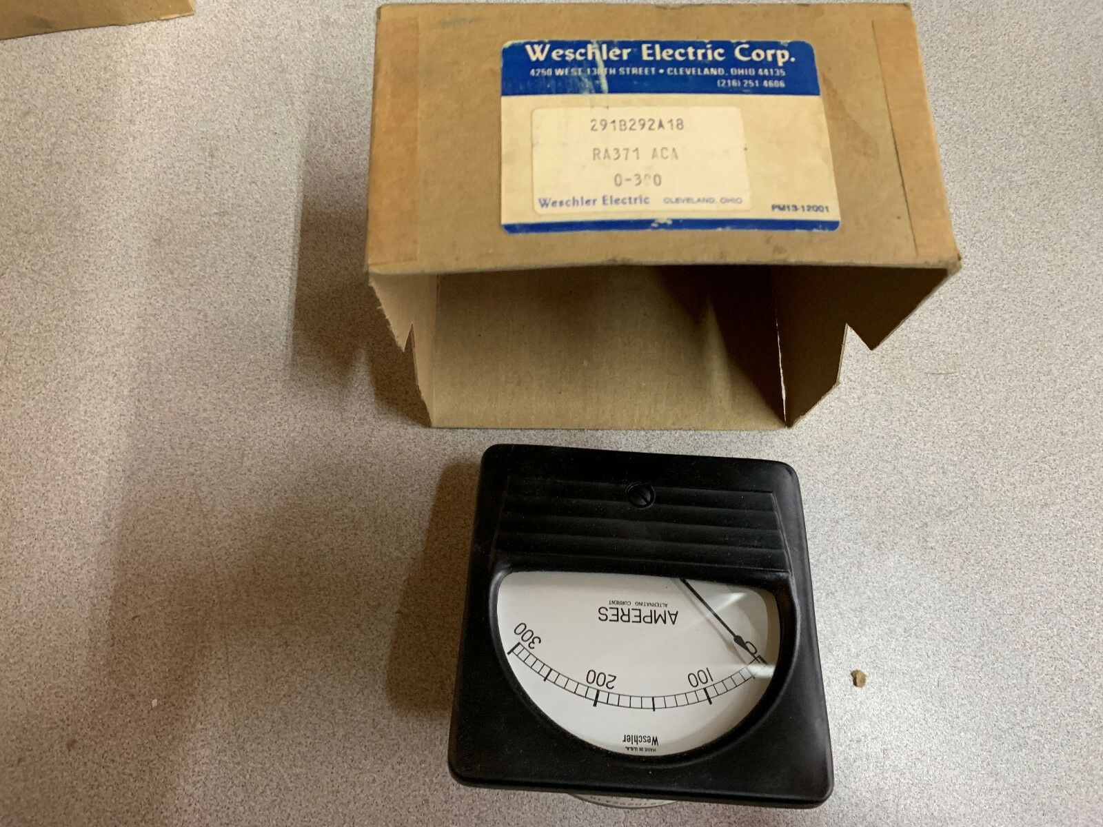 NEW IN BOX WESCHLER 0-300 AMP PANEL METER 291B29A18