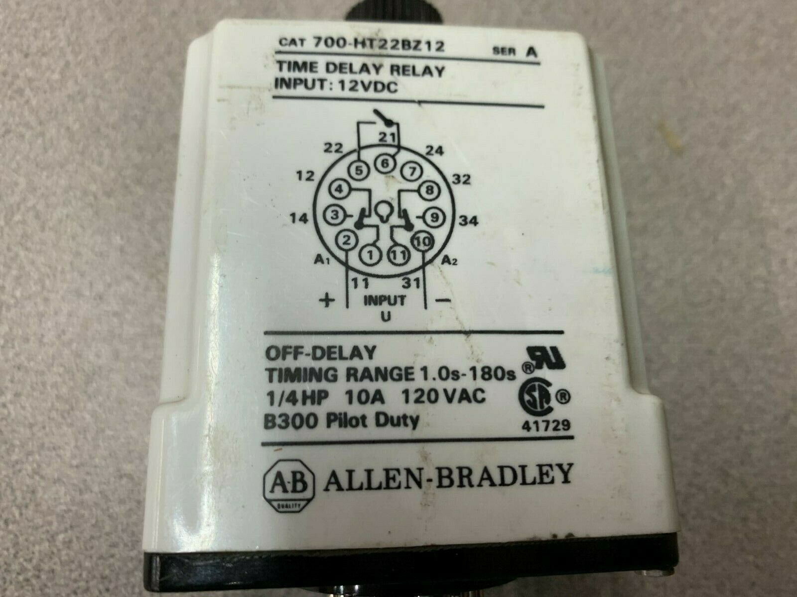 USED ALLEN BRADLEY TIME DELAY RELAY 700-HT22BZ12