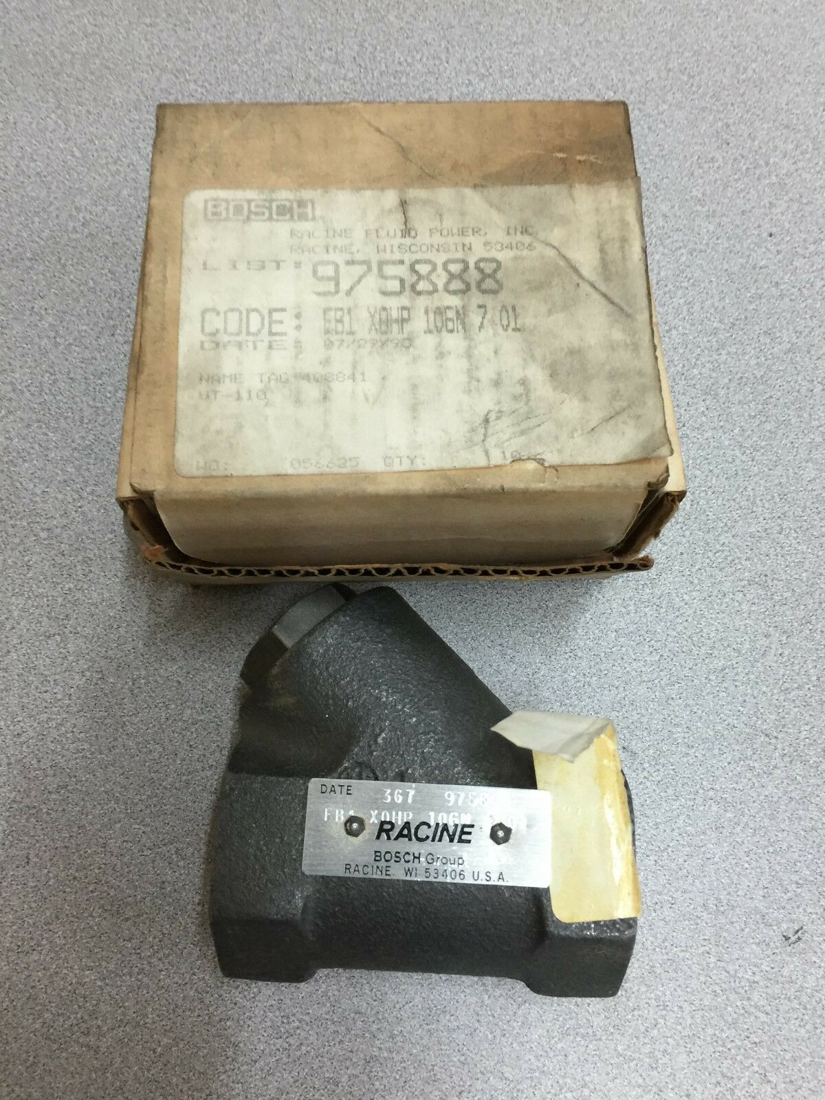 NEW IN BOX BOSCH RACINE 975888 HYDAULIC CHECK VALVE FB1-X0HP-106N-7-01