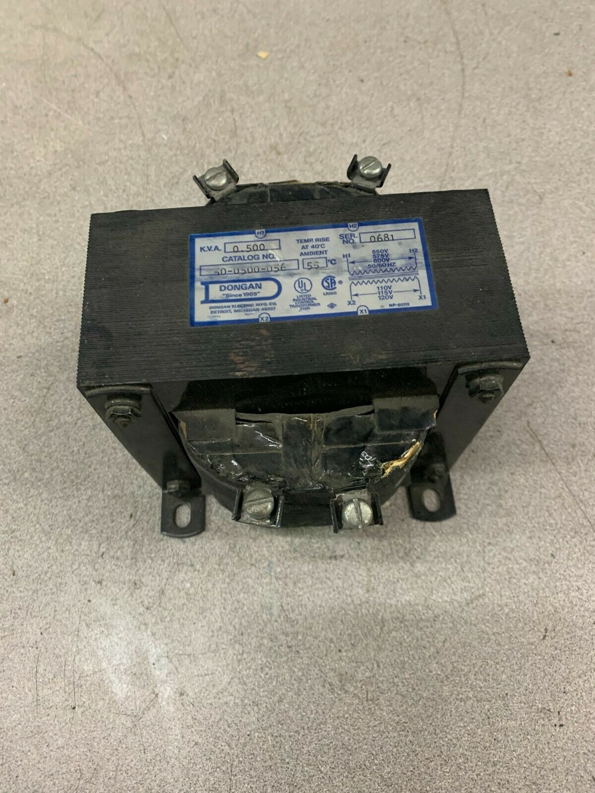 USED DONGAN 0.500KVA TRANSFORMER 50-0500-056