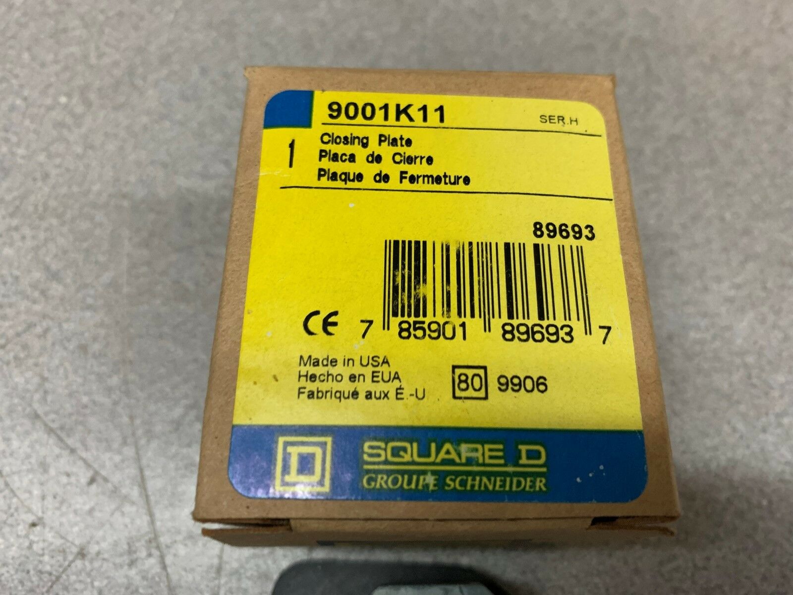 NEW IN BOX SQUARE D CLOSING PLATE 9001K11 SERIES H