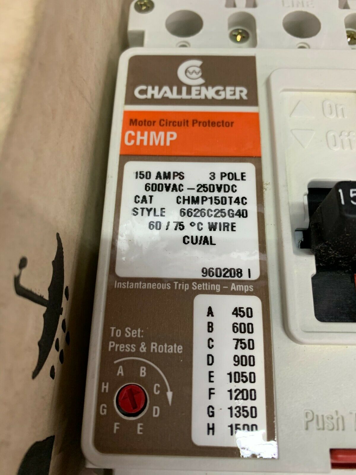 NEW CHALLENGER 3 POLE 150AMP CIRCUIT BREAKER CHMP150T4C