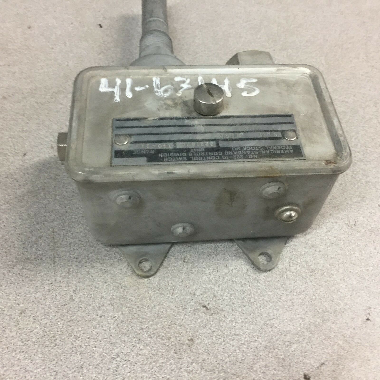 USED AMERICAN STANDARD CONTROLS 222-10 TEMPARITURE SWITCH 140-215 F 2221676