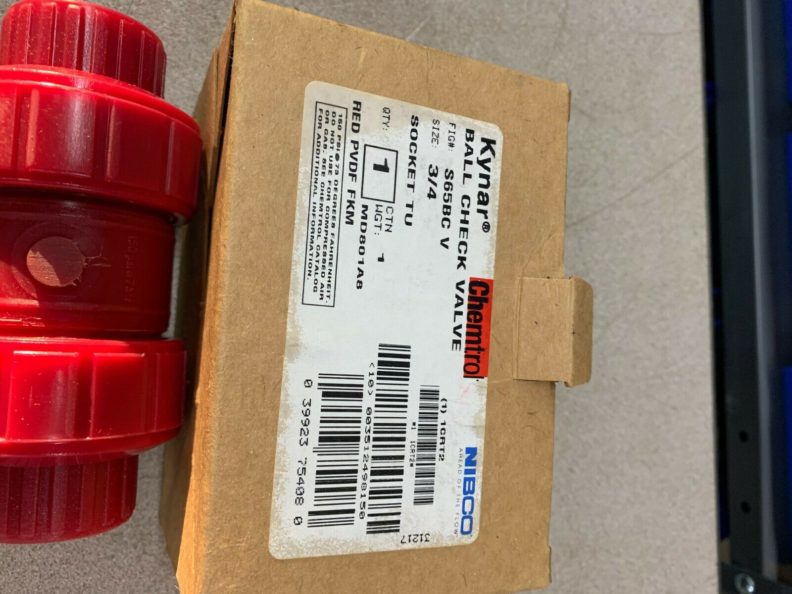 NEW IN BOX NIBCO CHEMTROL 1CRT2 KYNAR 3/4" BALL CHECK VALVE S65BC-V