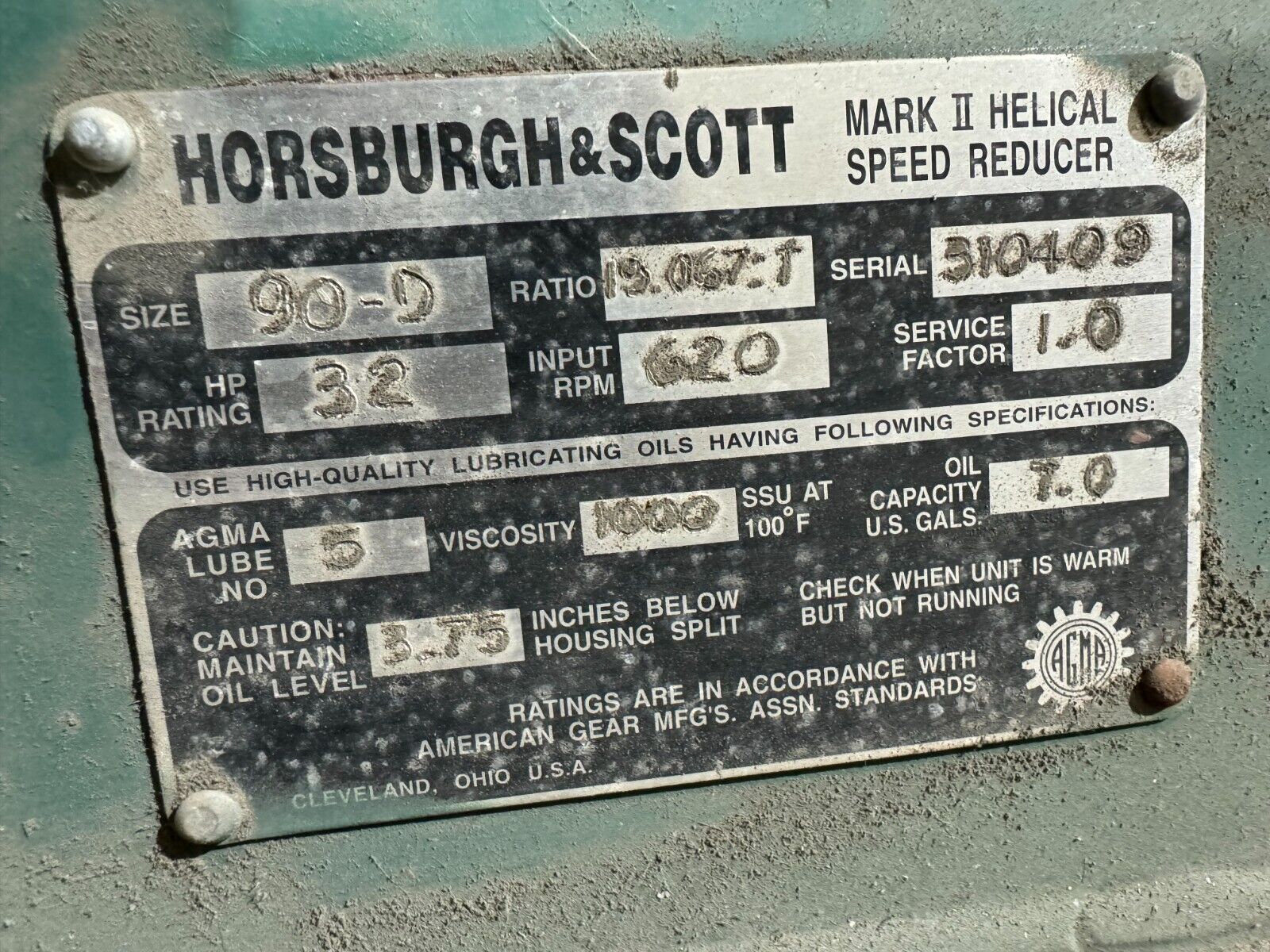 NEW HORSBURGH & SCOTT MARK II HELICAL SPEED REDUCER 19.067 RATIO GEAR BOX 90-D