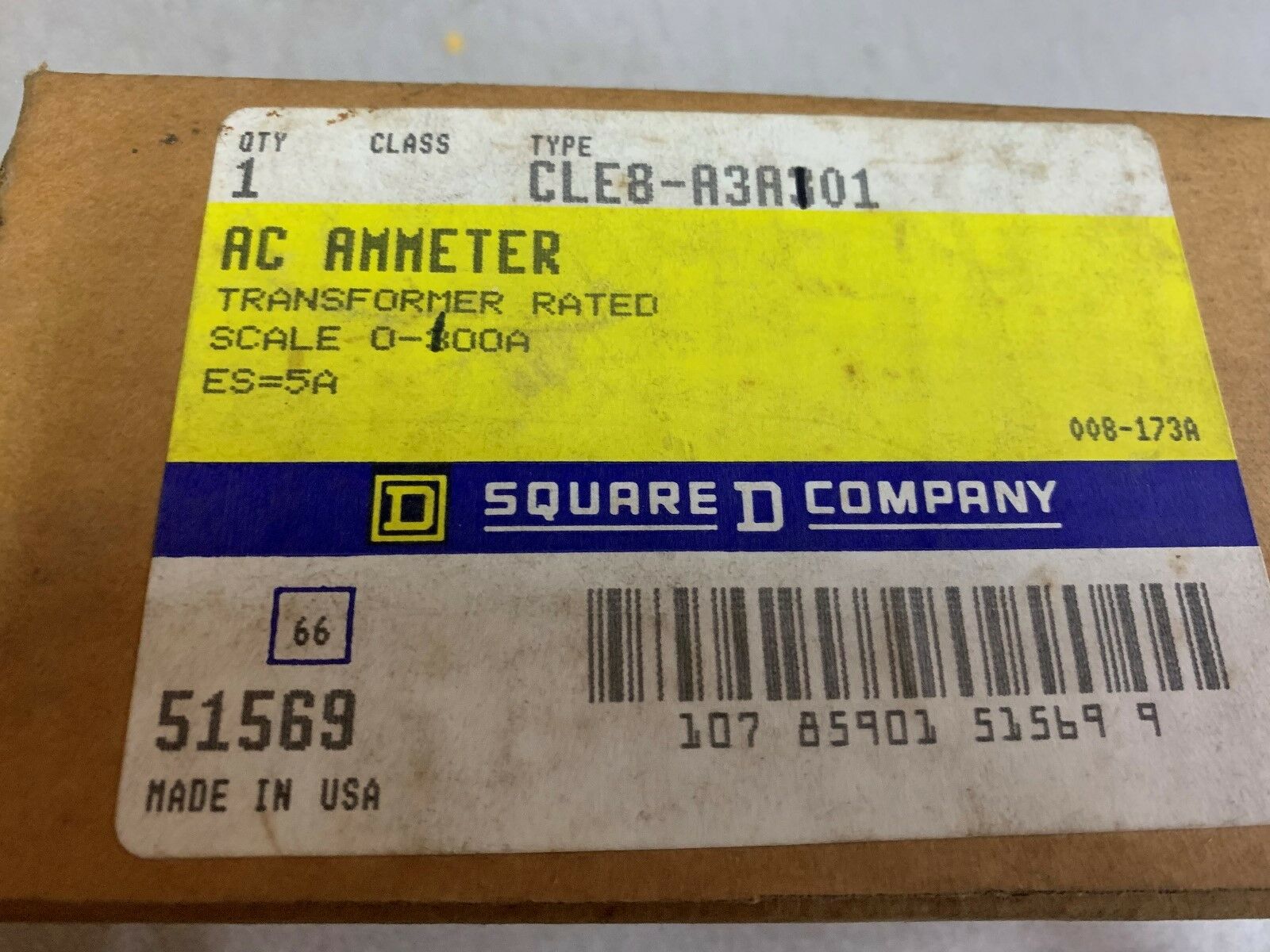 NEW IN BOX SQUARE D AC AMMETER CLE8-A3A101