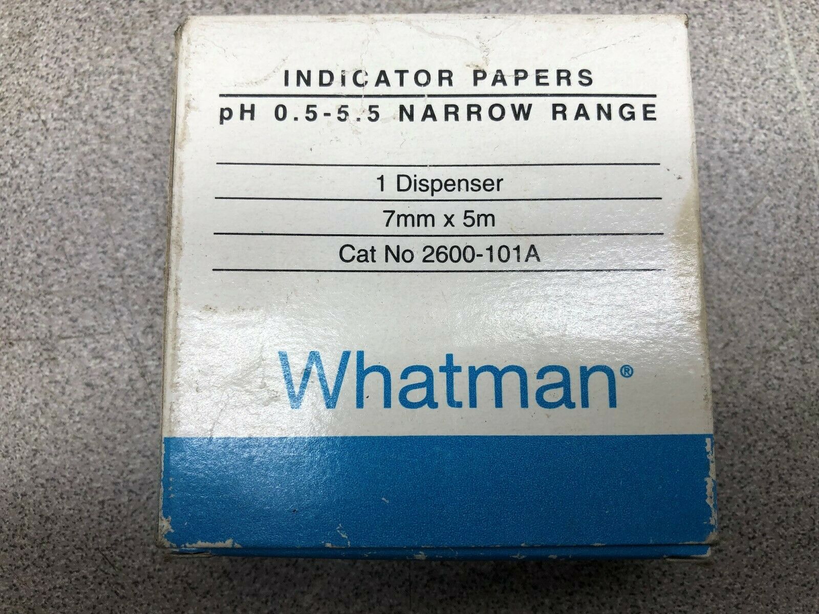 NEW IN BOX WHATMAN NARROW RANGE PH INDICATOR PAPER 7MMX 5M 0.5-5.5 RANGE 2600-10