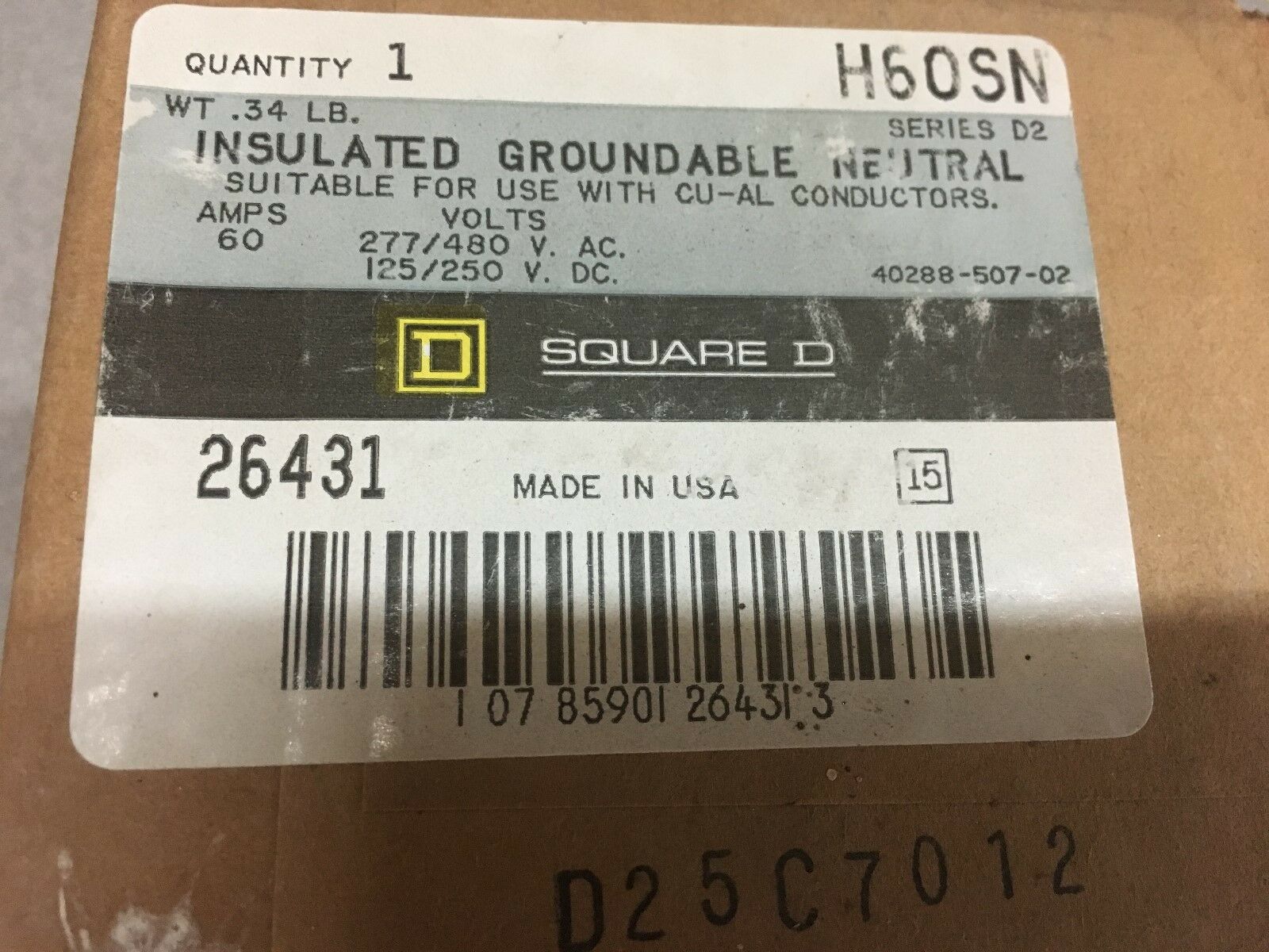 NEW IN BOX SQUARE D CONDUCTOR H60SN