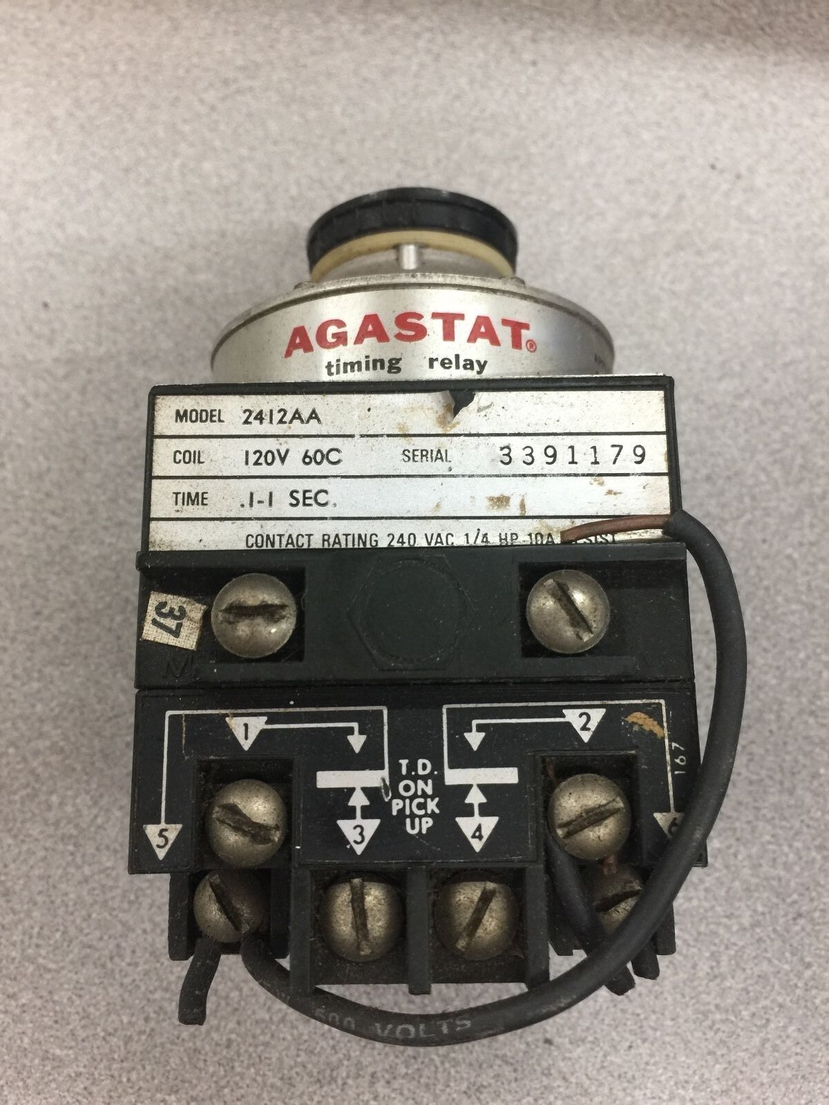 USED NO BOX AGASTAT TIMING RELAY 2412AA 120V 60C SERIAL 3391179