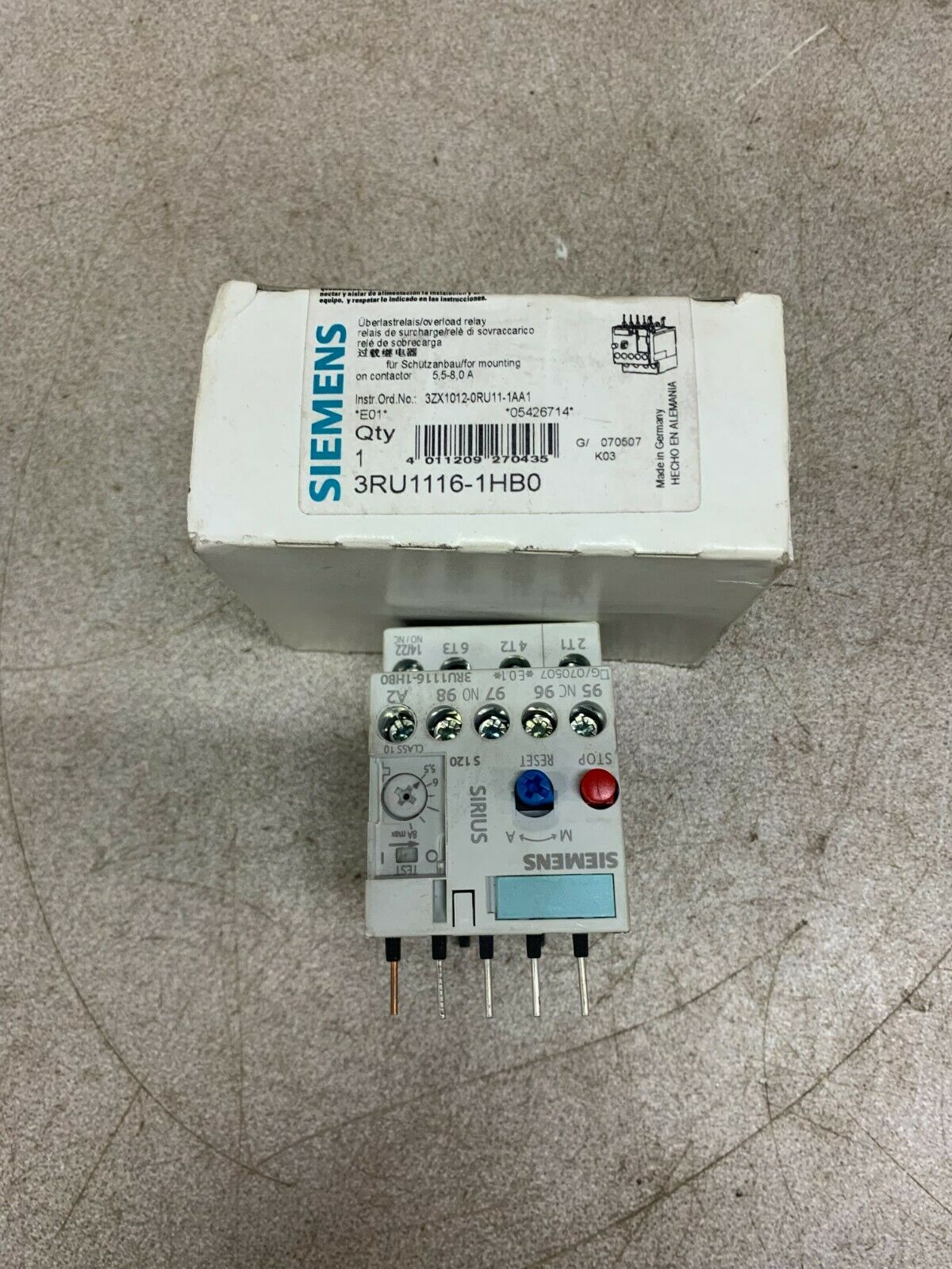 NEW IN BOX SIEMENS RELAY 3RU1116-1HB0