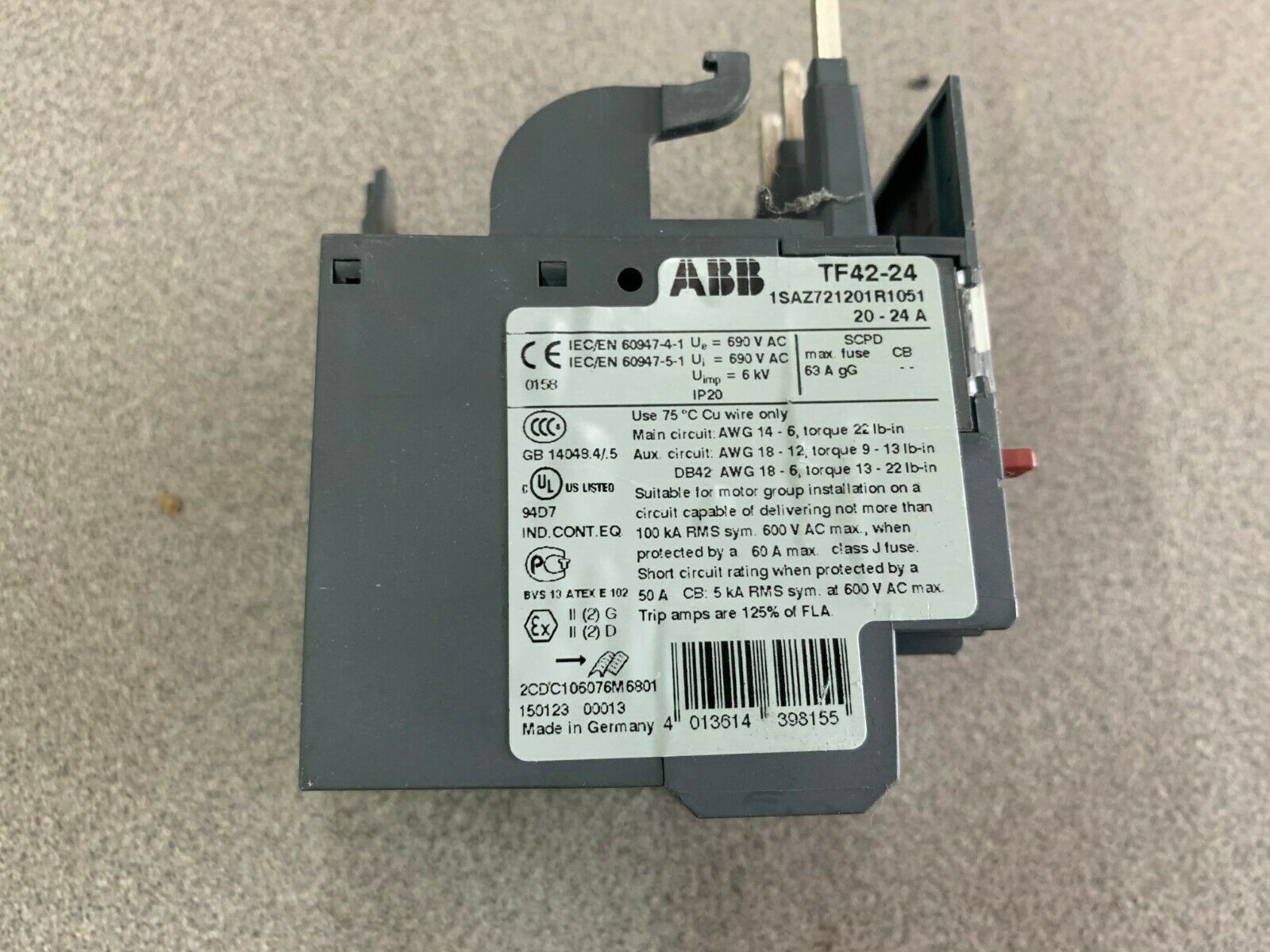 USED ABB OVERLOAD RELAY TF42-24