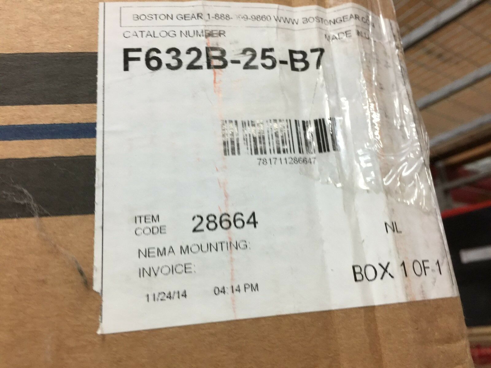 NEW IN BOX BOSTON GEAR 25-1RATIO 2.5HP 1750RPM F632B-25-B7