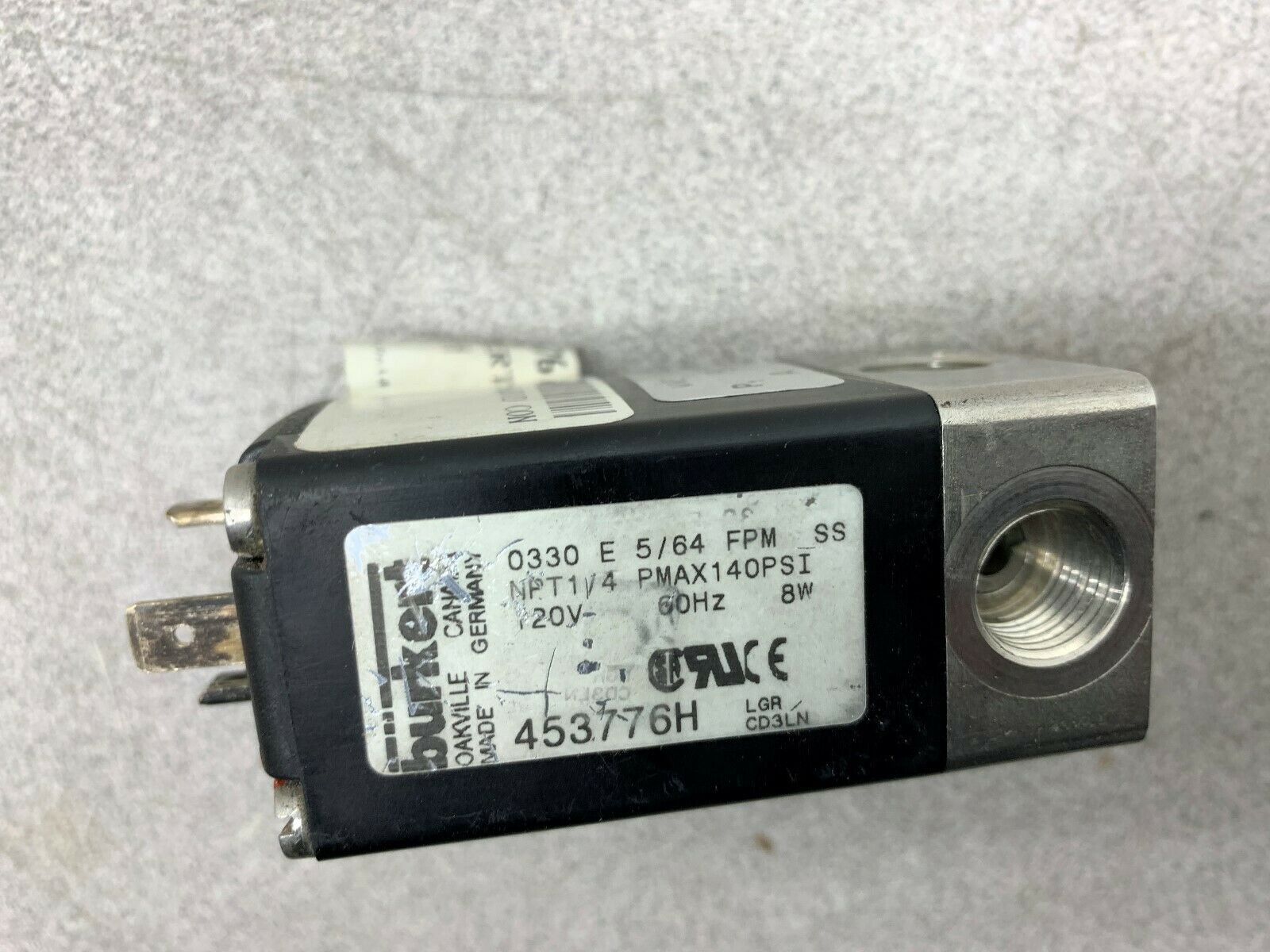 USED BURKERT VALVE 453776H