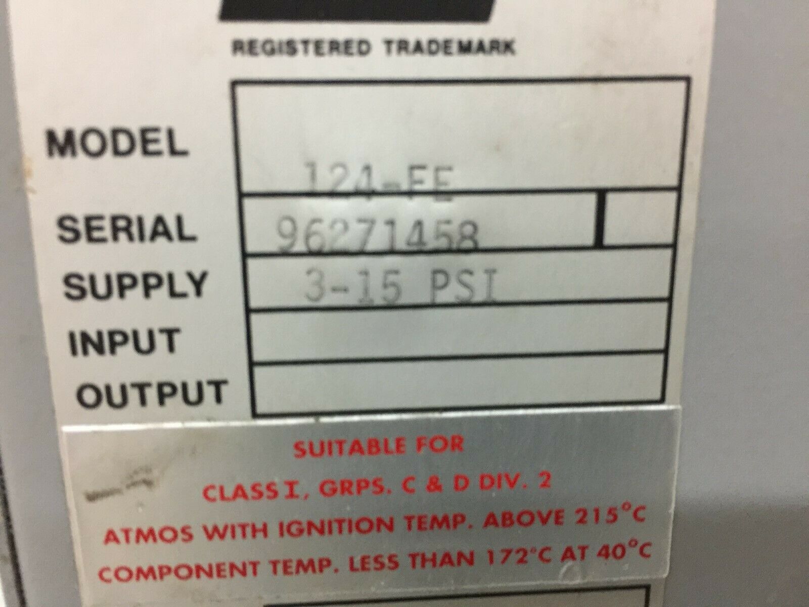 USED FOXBORO 120VAC 3-15 PSI CHART READER 124-FE