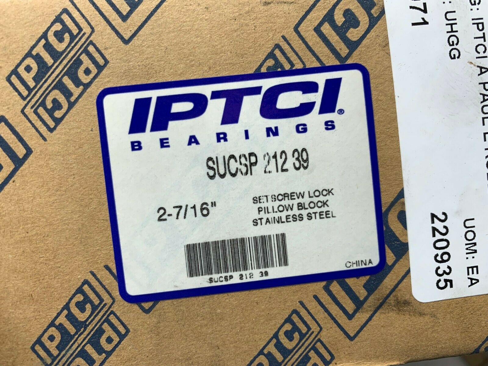 NEW IN BOX IPTCI STAINLESS STEEL PILLOW BLOCK BEARING 2-7/16" BORE SUCSP 212 39