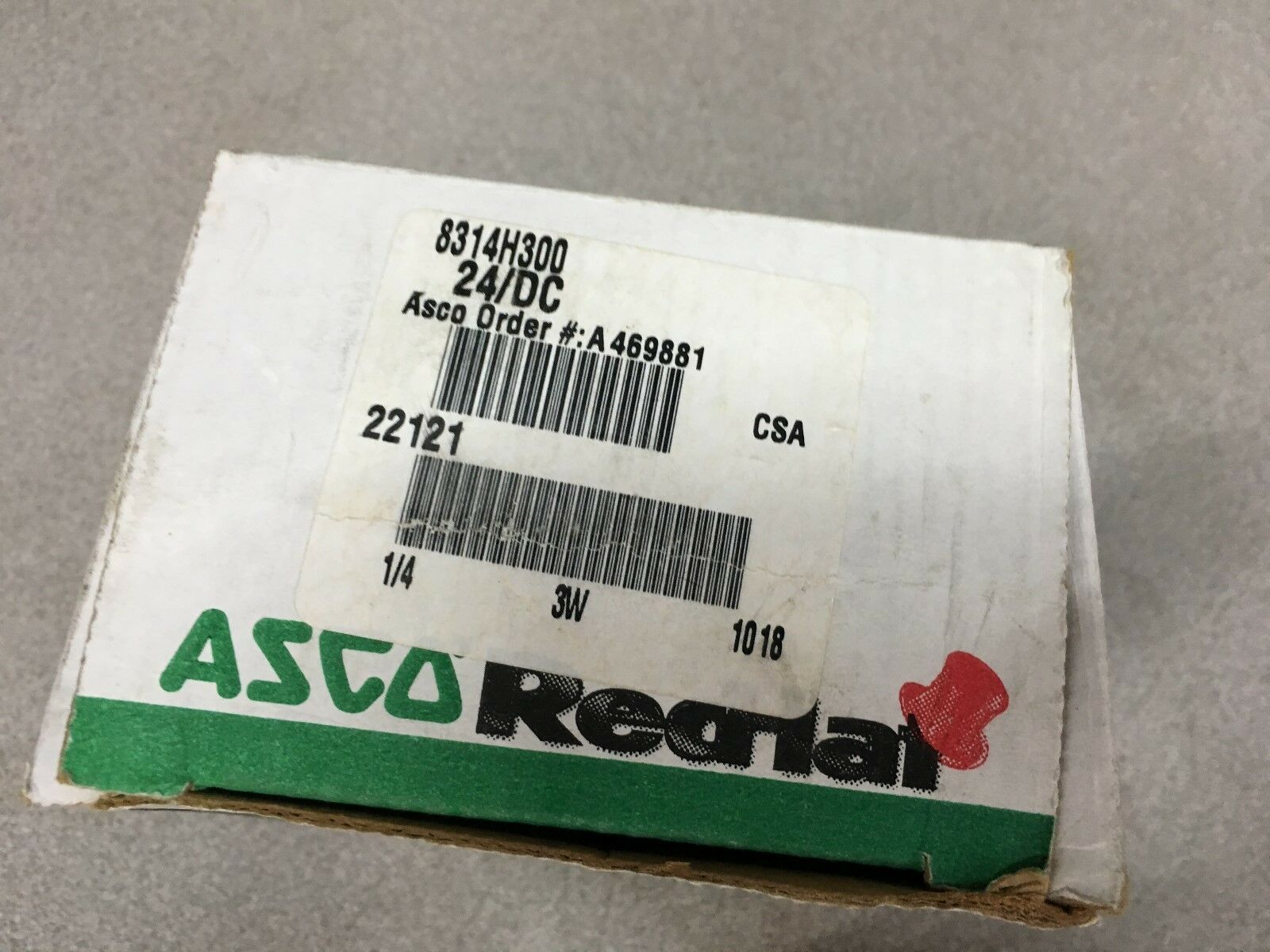 NEW IN BOX ASCO RED HAT SOLENOID VALVE 1/4" PIPE SIZE 8314H300