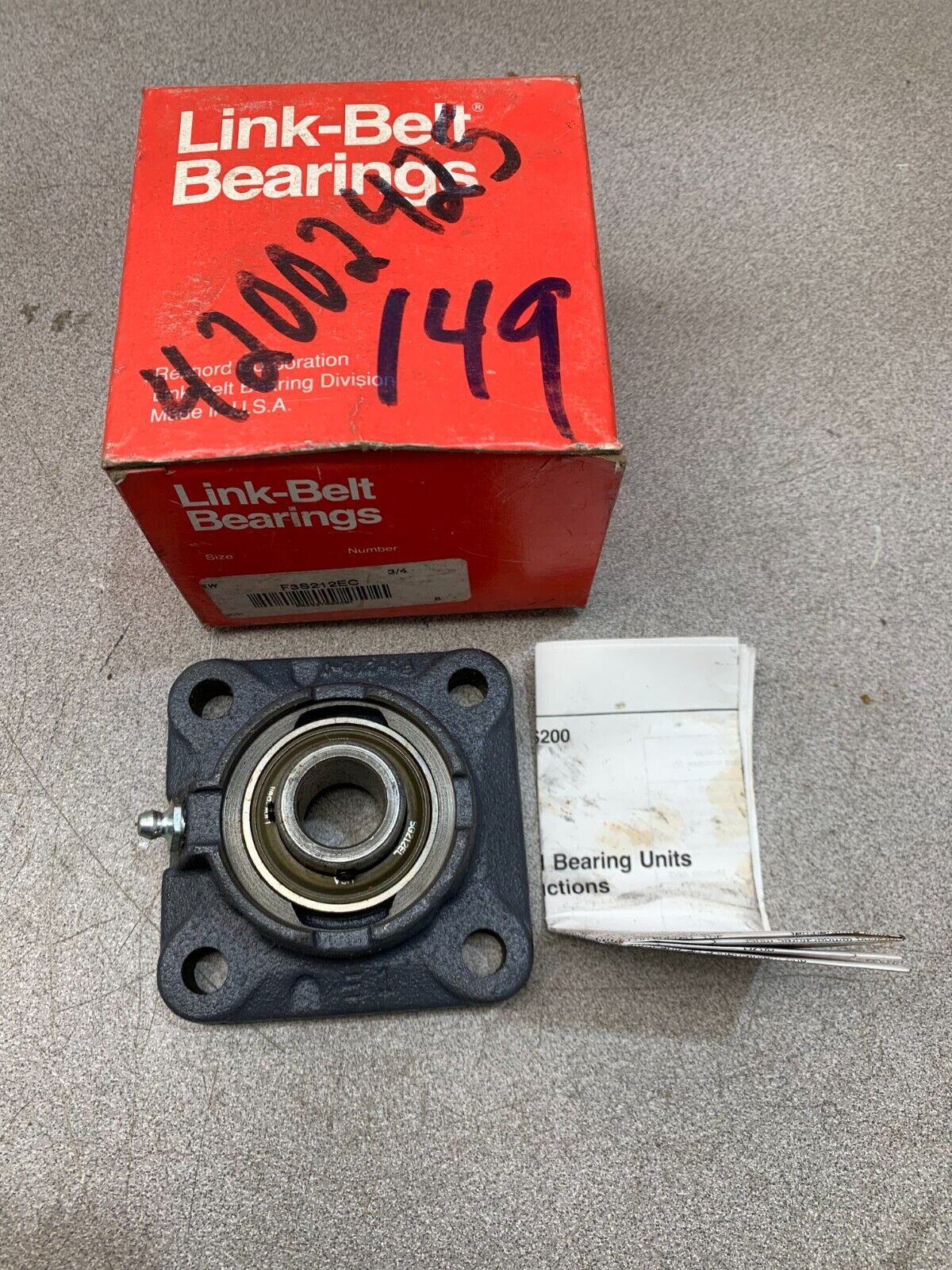 NEW IN BOX LINK-BELT 4-BOLT FLANGE BEARING 3/4" BORE F3S212EC