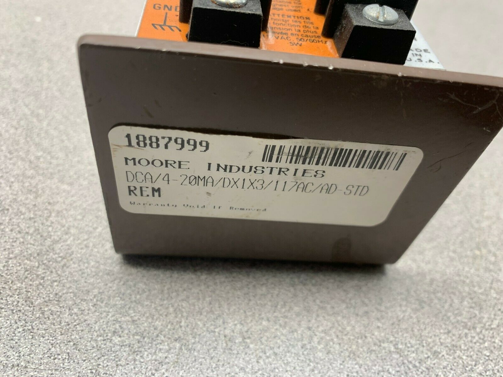 USED MOORE INDUSTRIES CURRENT ALARM DCA/4-20MA/DX1X3/117AC/AD-STD