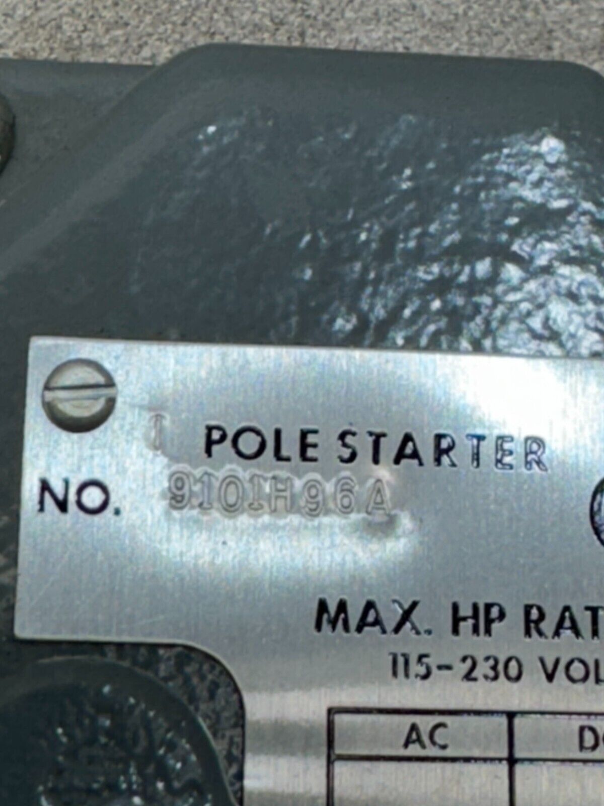 NEW NO BOX CUTLER-HAMMER 1 POLE MANUAL STARTER 9101H96A