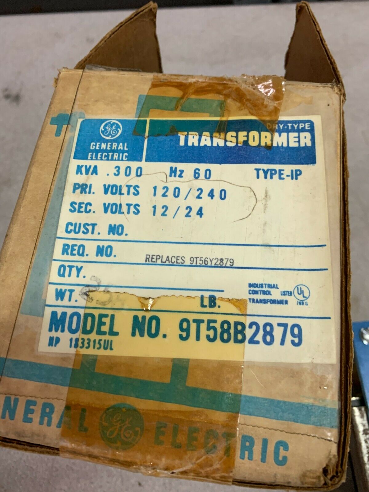 NEW IN BOX GENERAL ELECTRIC .300KVA TRANSFORMER 9T58B2879