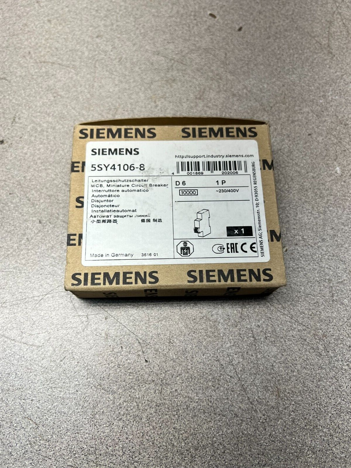 NEW IN BOX SIEMENS CIRCUIT BREAKER 5SY4106-8