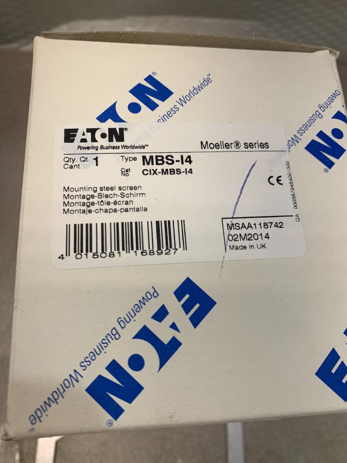 NEW IN BOX EATON MOELLER MBS-I4 MOUNTING STEEL SCREEN CIX-MBS-I4