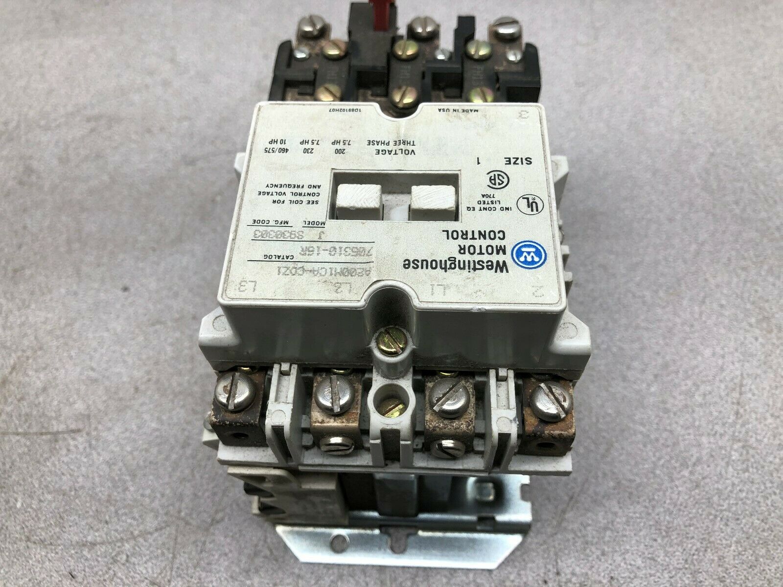 USED WESTINGHOUSE SIZE 1 3 POLE 600 VAC 120 VAC 10 HP STARTER A200M1CA-CDZ1