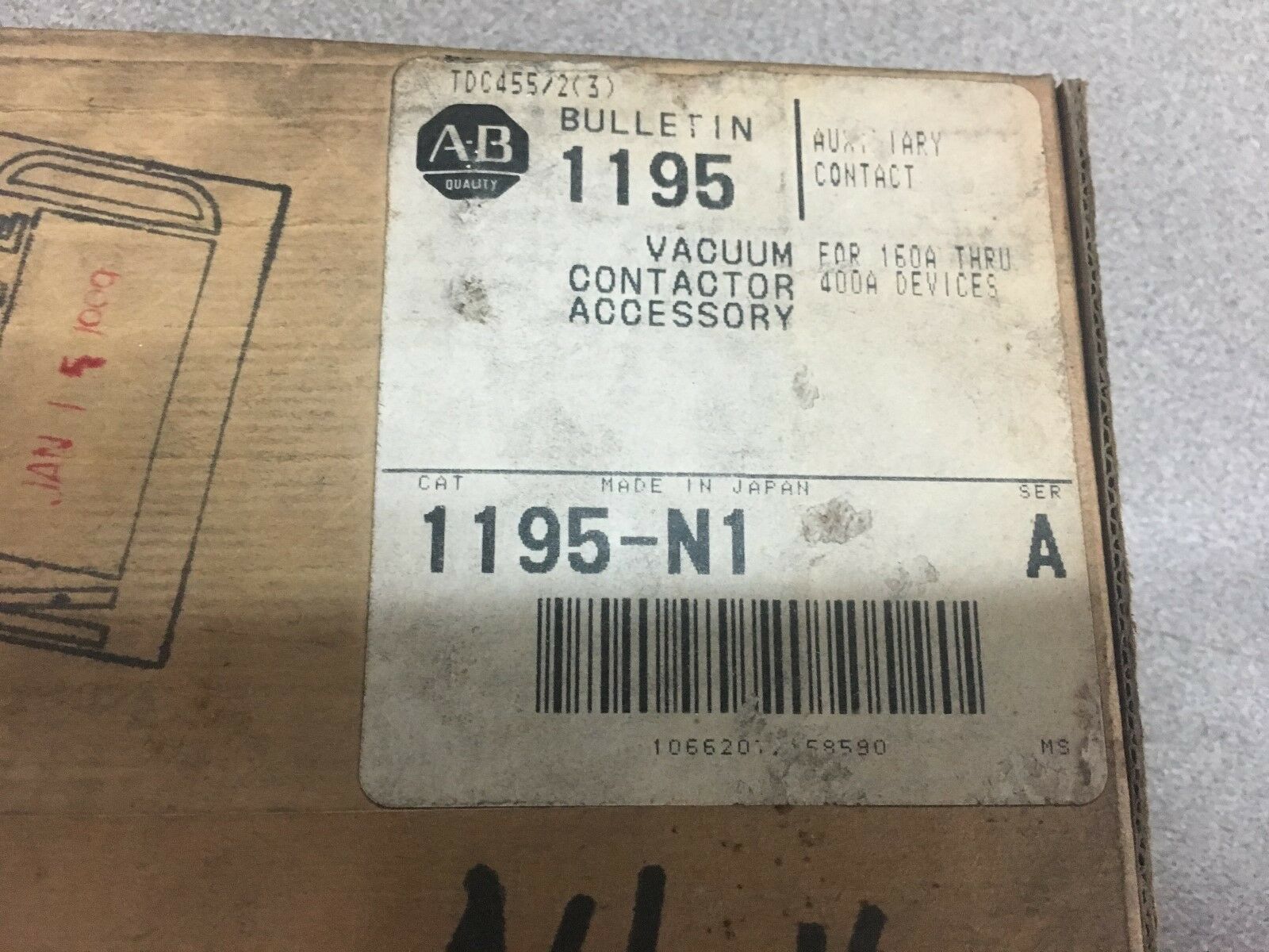 NEW IN BOX ALLEN BRADLEY VACUUM CONTACTOR ACCESSORY 1195-N1 SERIES A