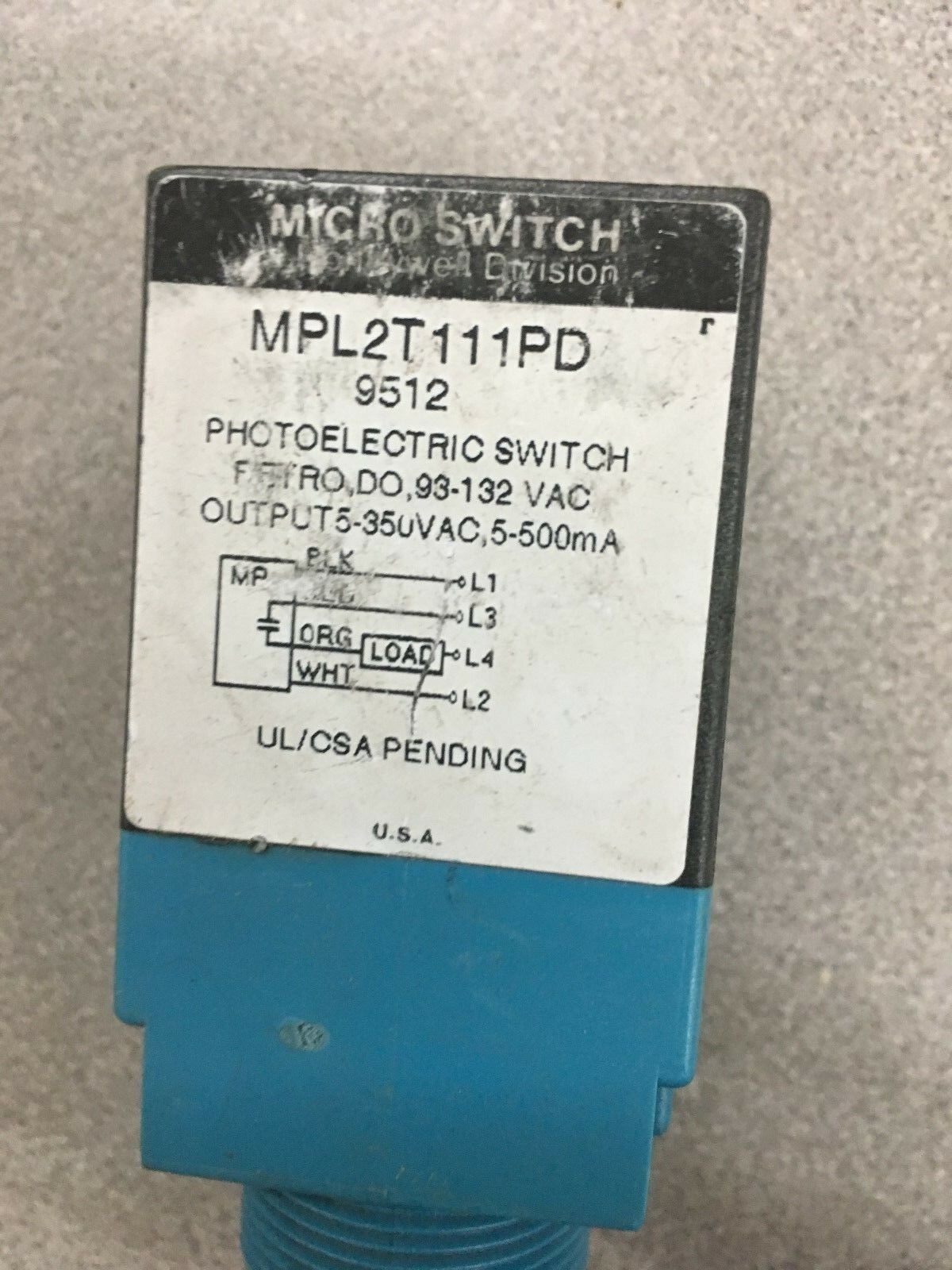 USED MICRO SWITCH PHOTOELECTRIC SWITCH MPL2T111PD