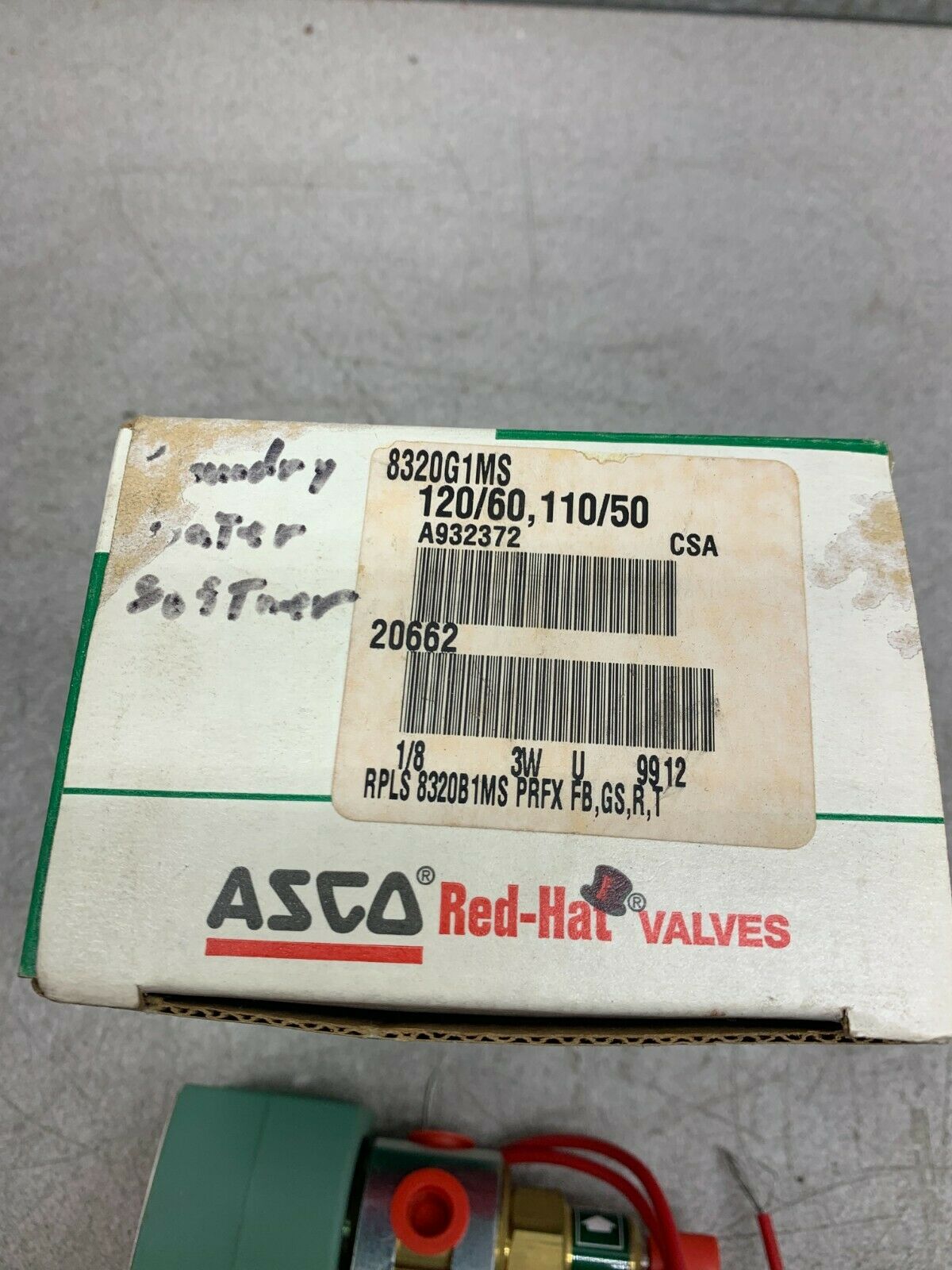 NEW IN BOX ASCO RED HAT SOLENOID VALVE 1/8" PIPE 110/120V. COIL 8320G1MS