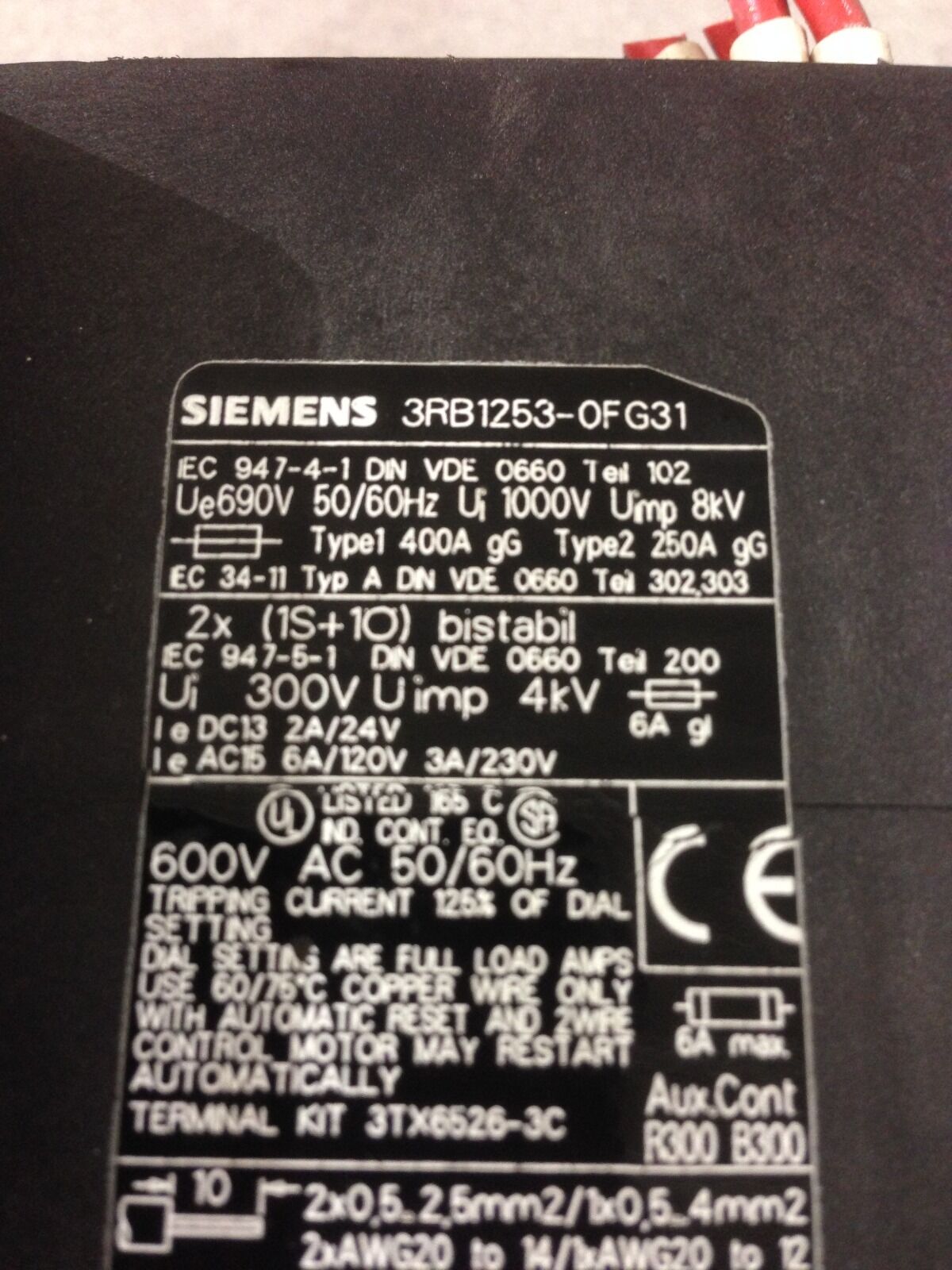 USED SIEMENS OVERLOAD RELAY 3RB1253-OFG31   0FG31   (E12)