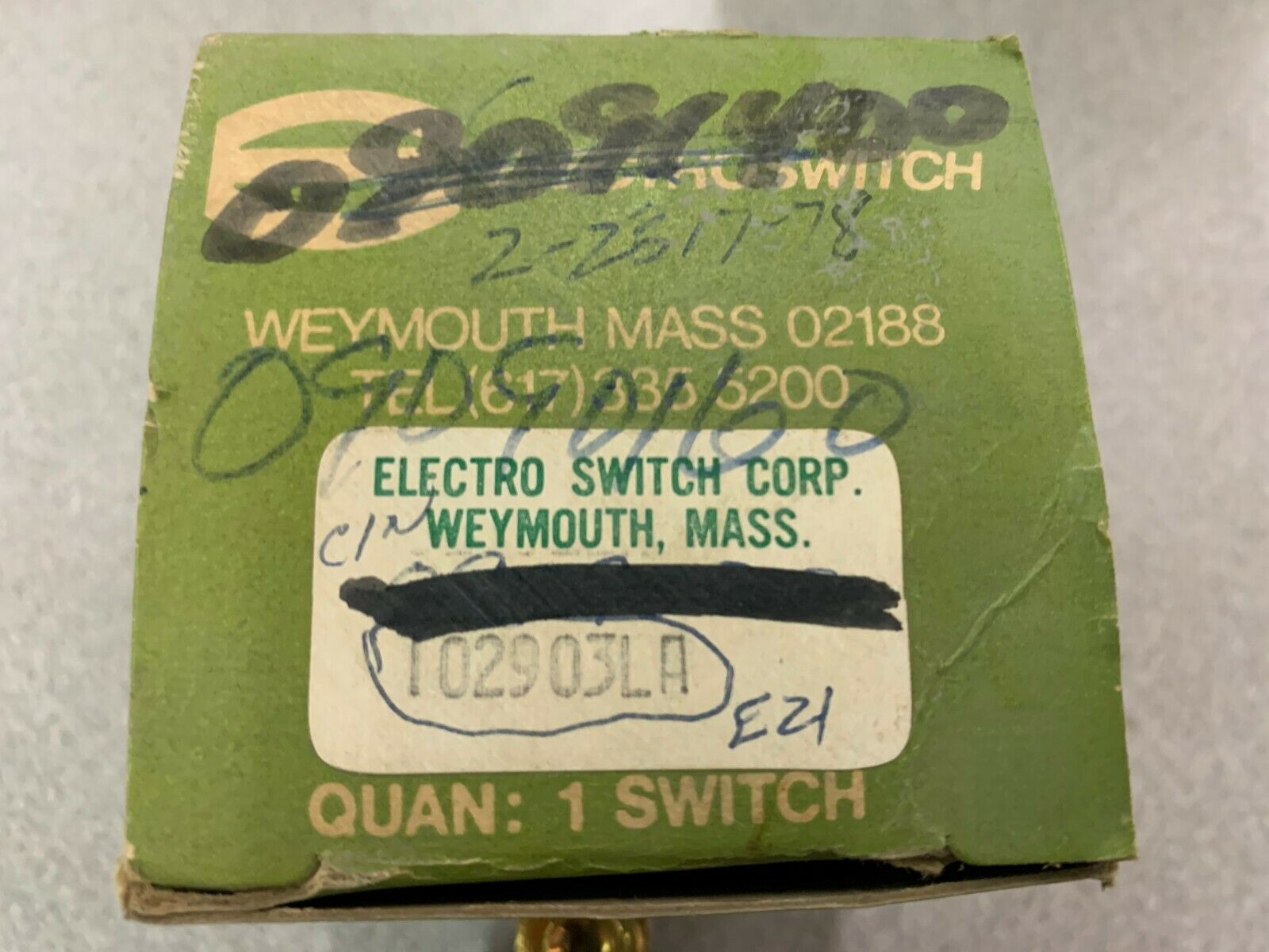 NEW IN BOX ELECTROSWITCH ROTARY SWITCH 102903LA 816