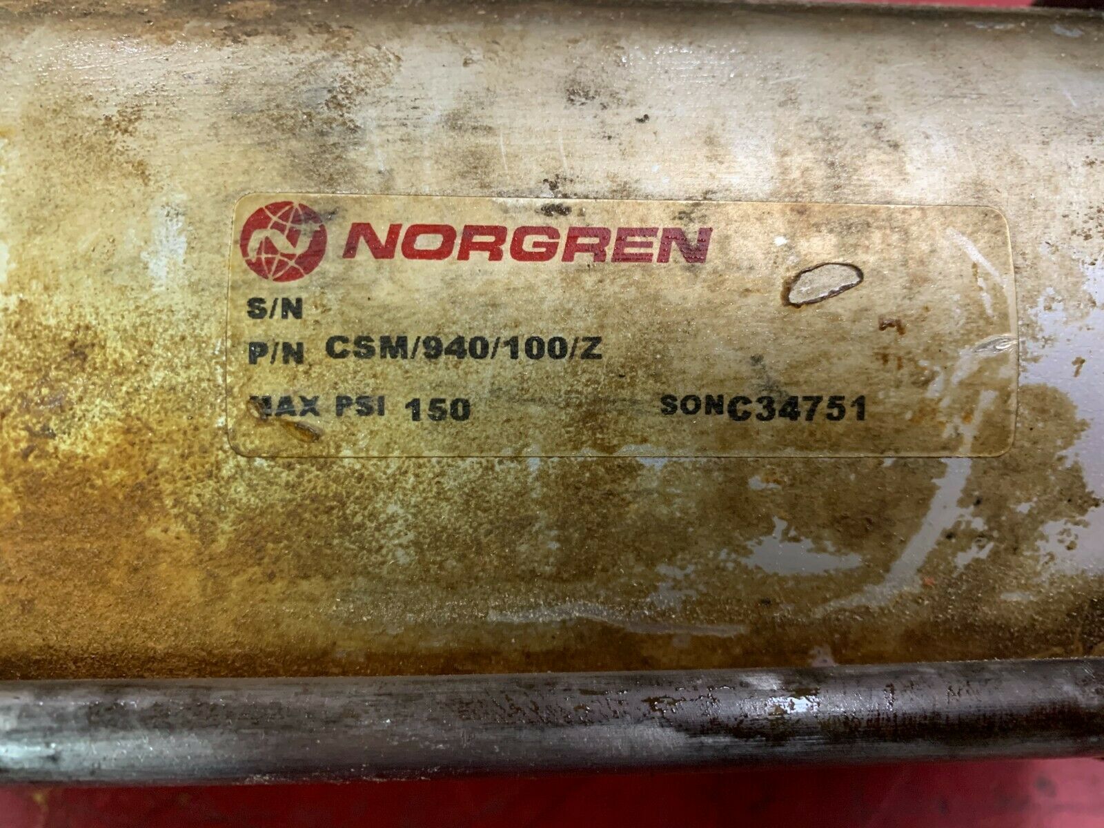 USED NORGREN PNEUMATIC CYLINDER CSM/940/100/Z