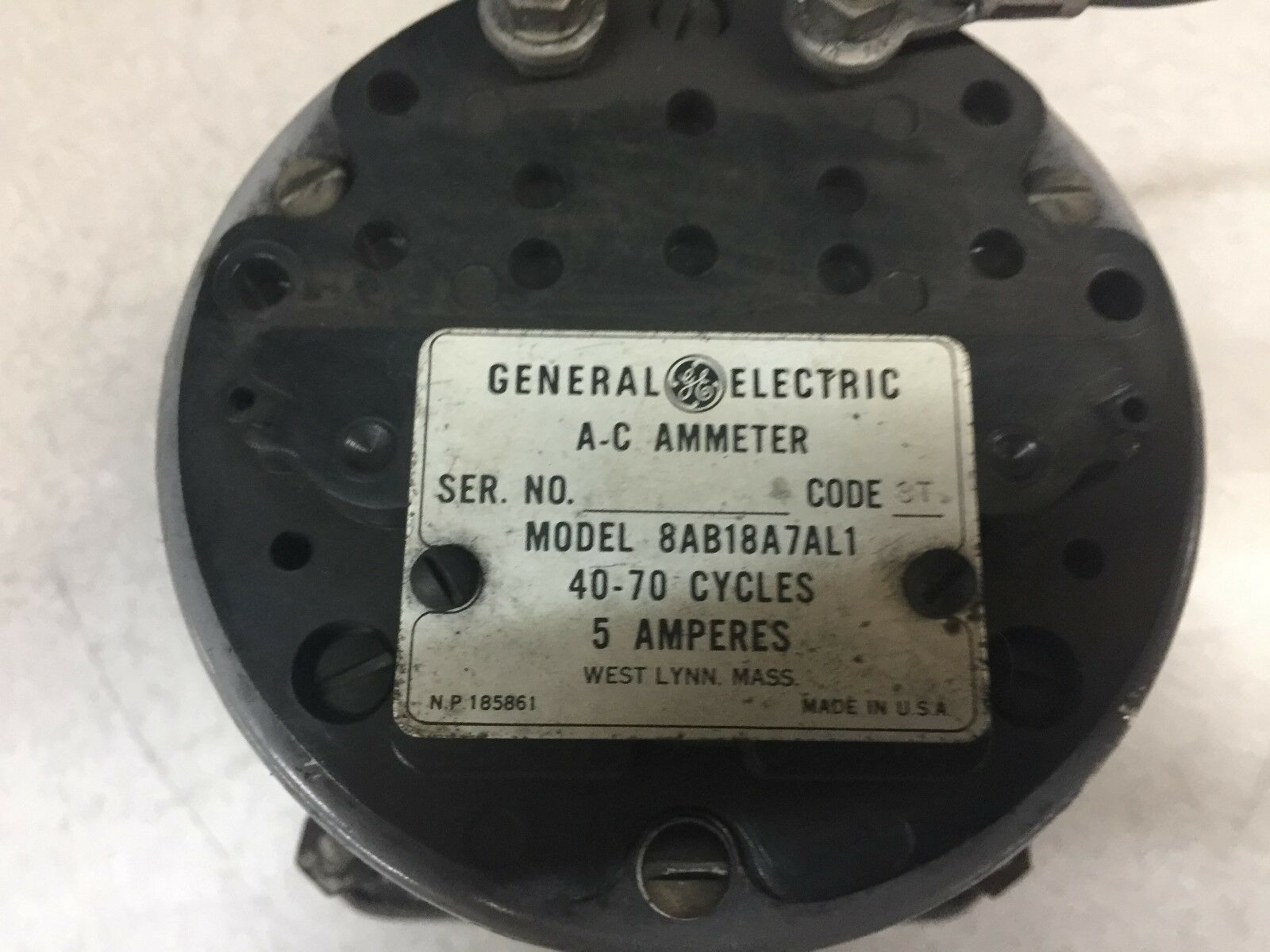 USED GE AC AMMETER 8AB18A7AL1