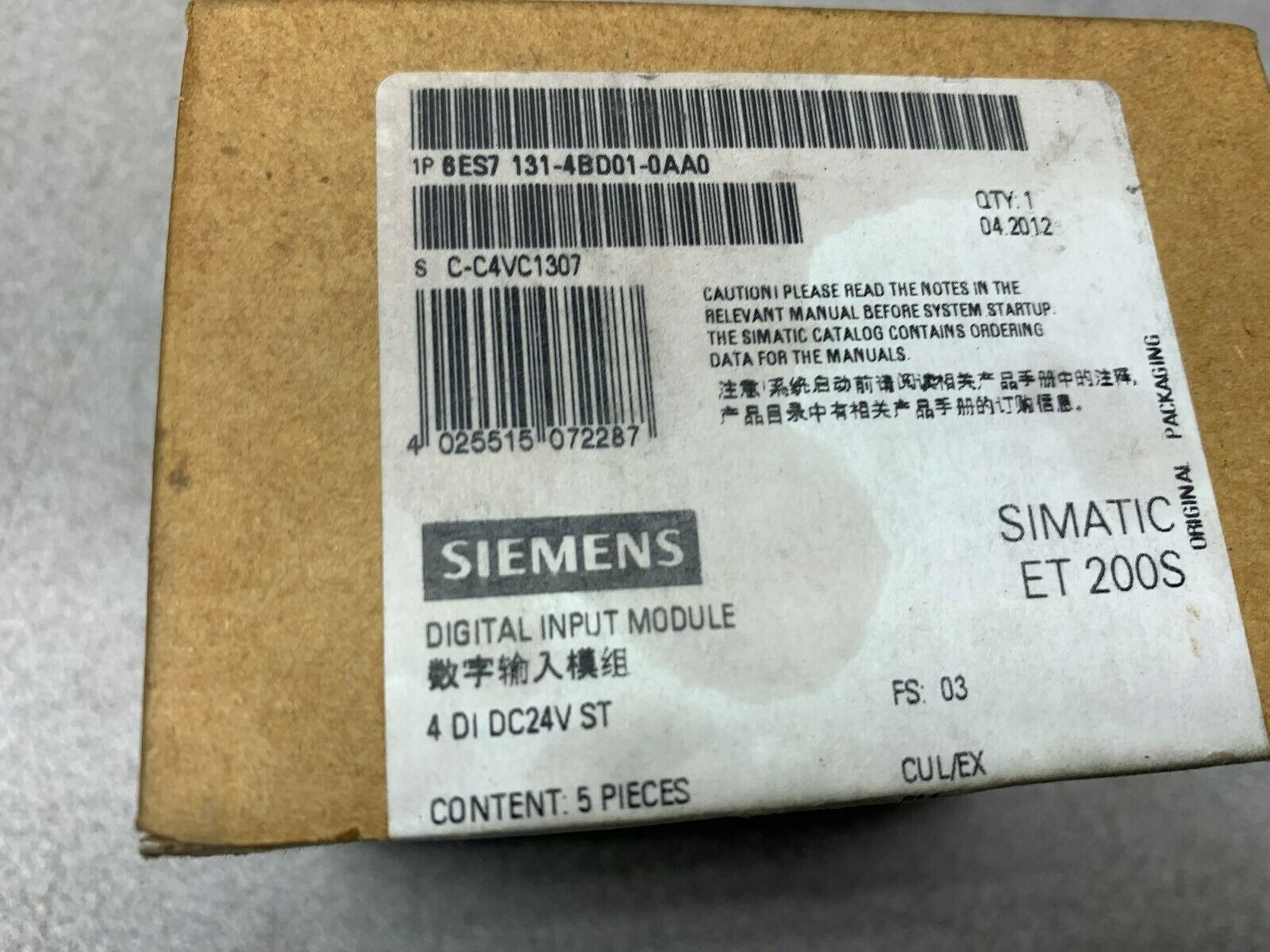 NEW IN BOX SIEMENS DIGITAL INPUT MODULE 6ES7 131-4BD01-0AA0