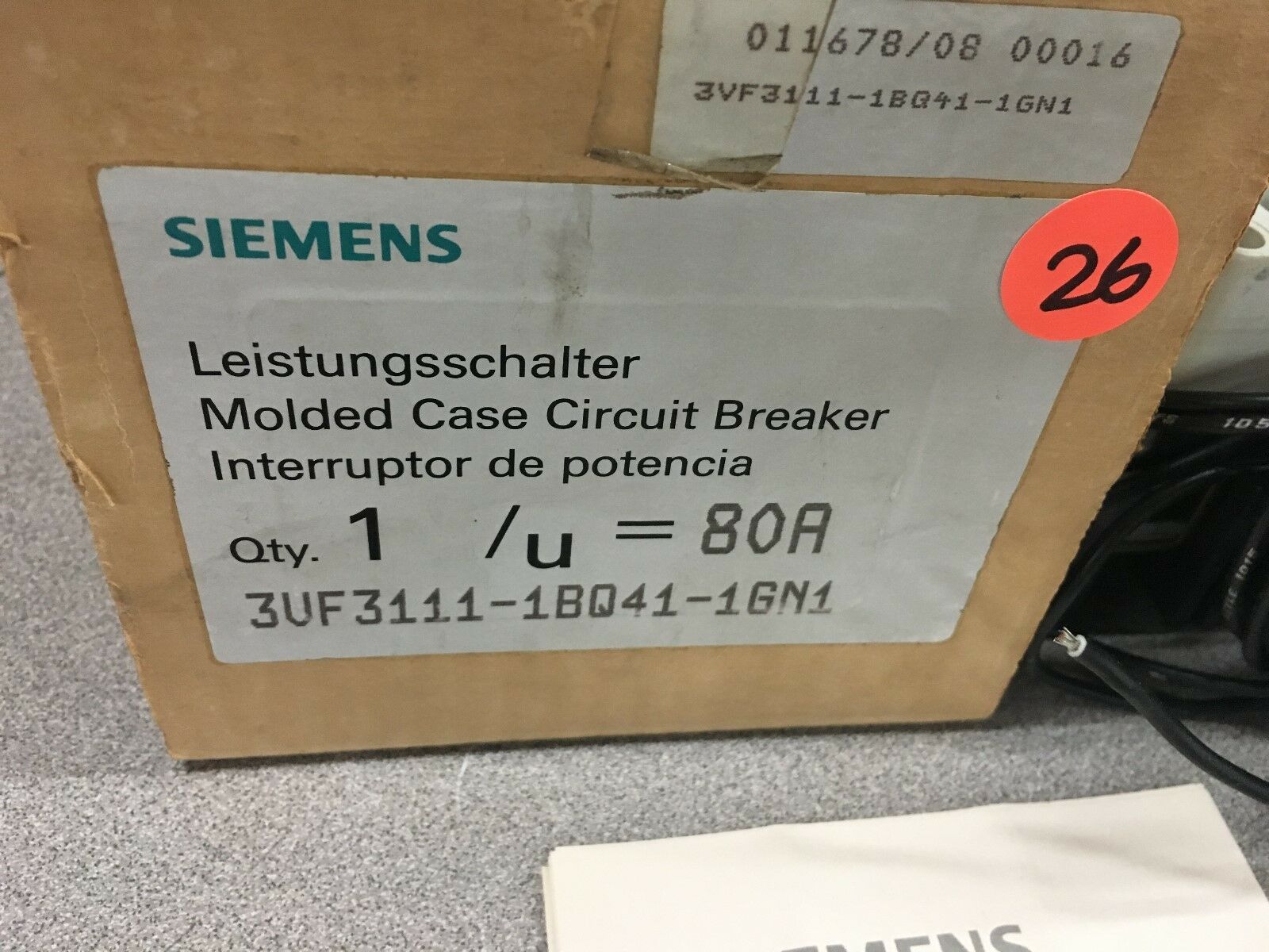 NEW IN BOX SIEMENS 80AMP CIRCUIT BREAKER 3VF3111-1BQ41-1GN1